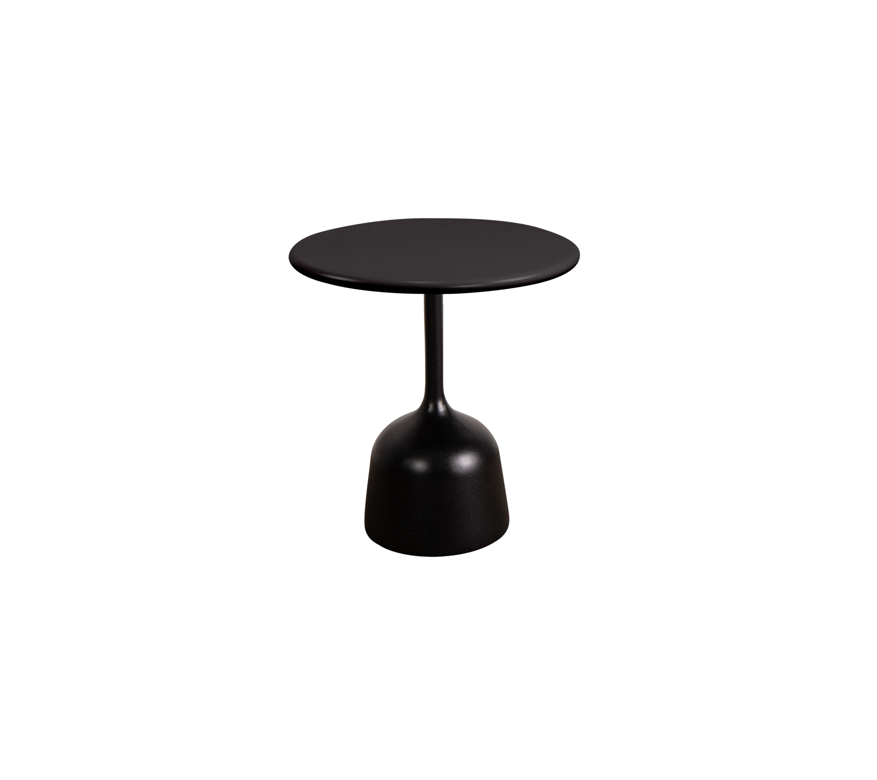 Mesa redonda negra elegante con una base delgada, perfecta para una decoración moderna. Ideal para espacios pequeños o como una pieza de acento estilizada.