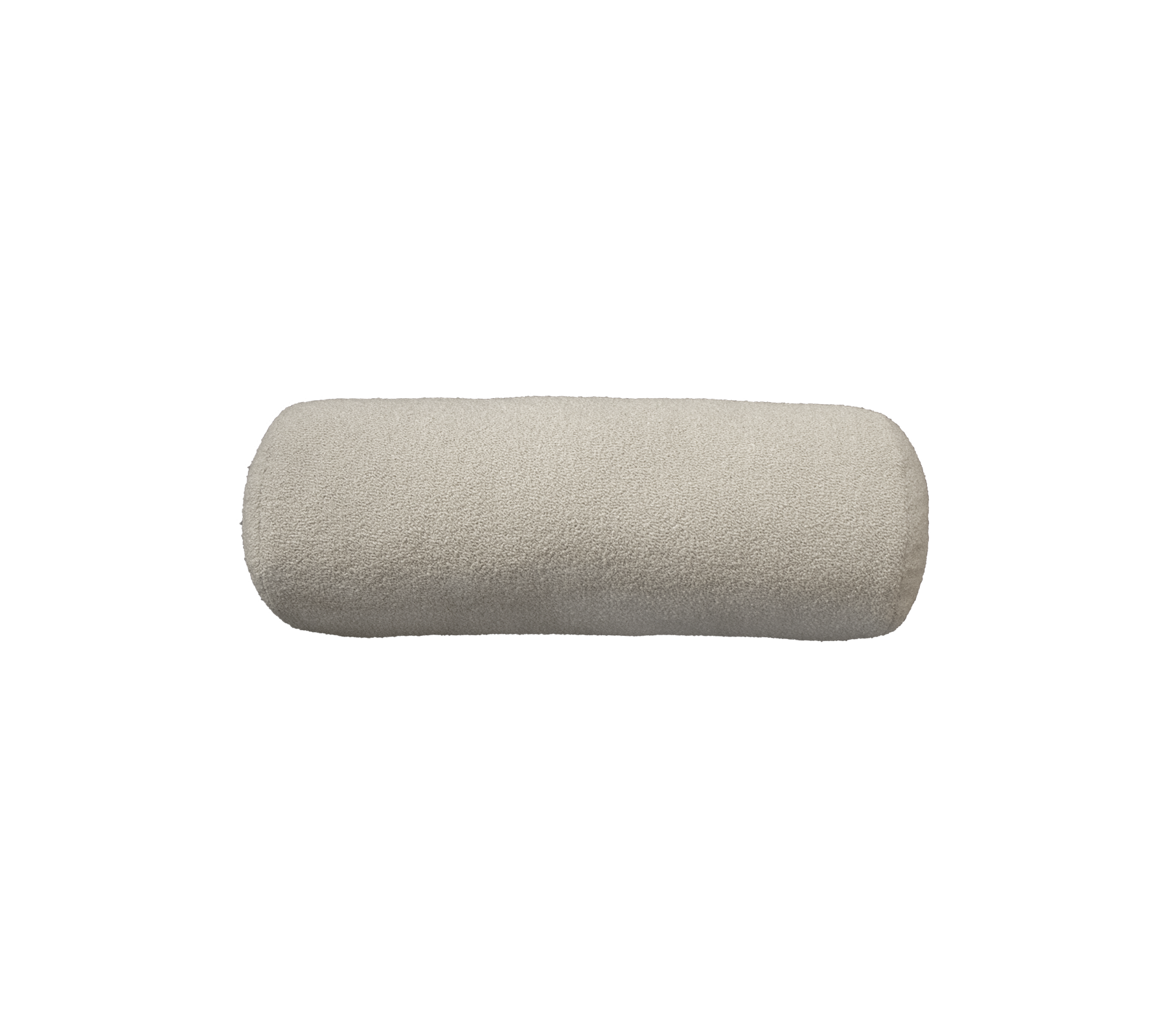 Cojín cilíndrico de color claro diseñado para comodidad y soporte. Ideal para varios arreglos de asientos y propósitos de relajación.