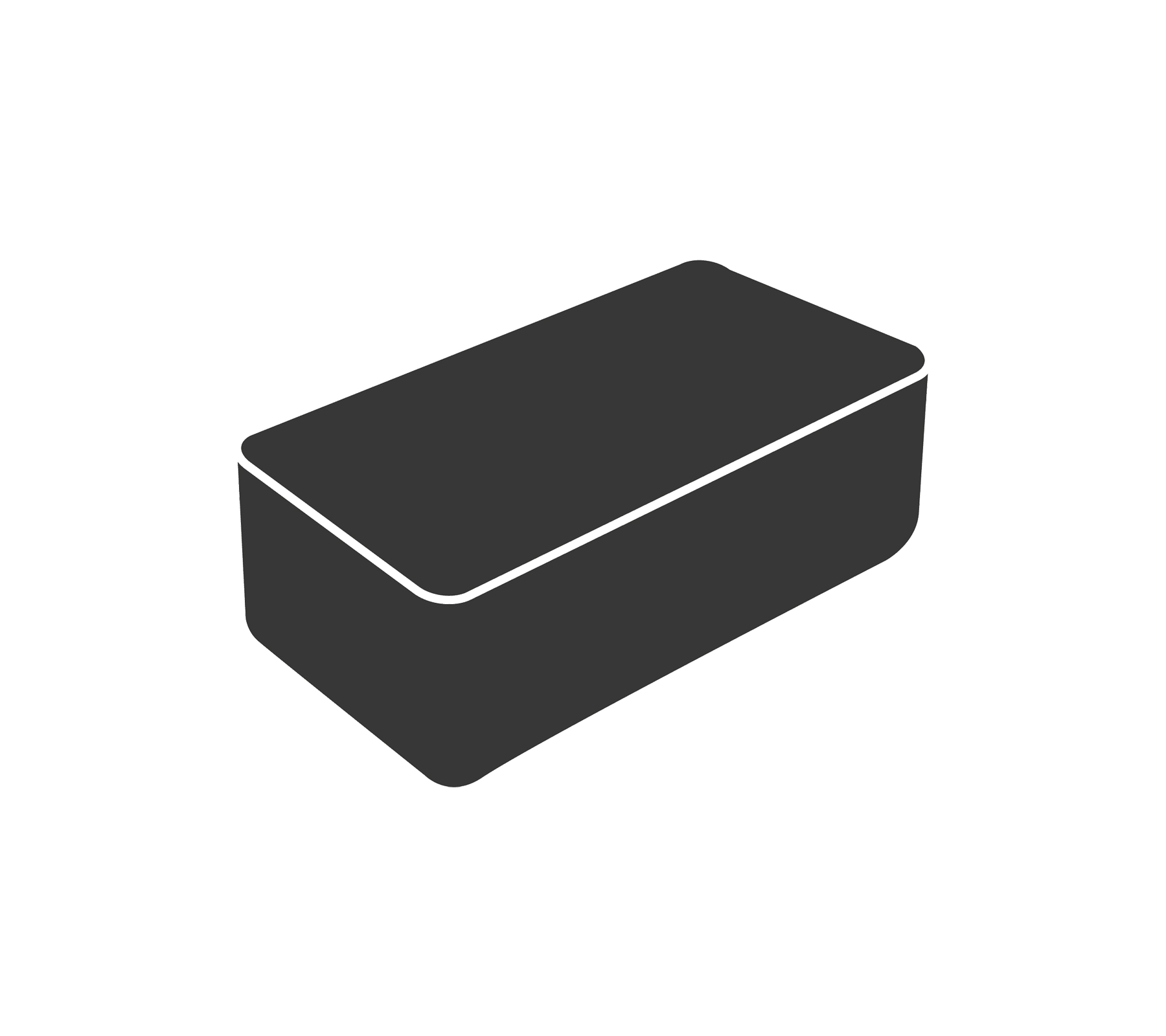 Una caja de almacenamiento rectangular simple con tapa plana, diseñada para organizar y almacenar artículos de manera eficiente.