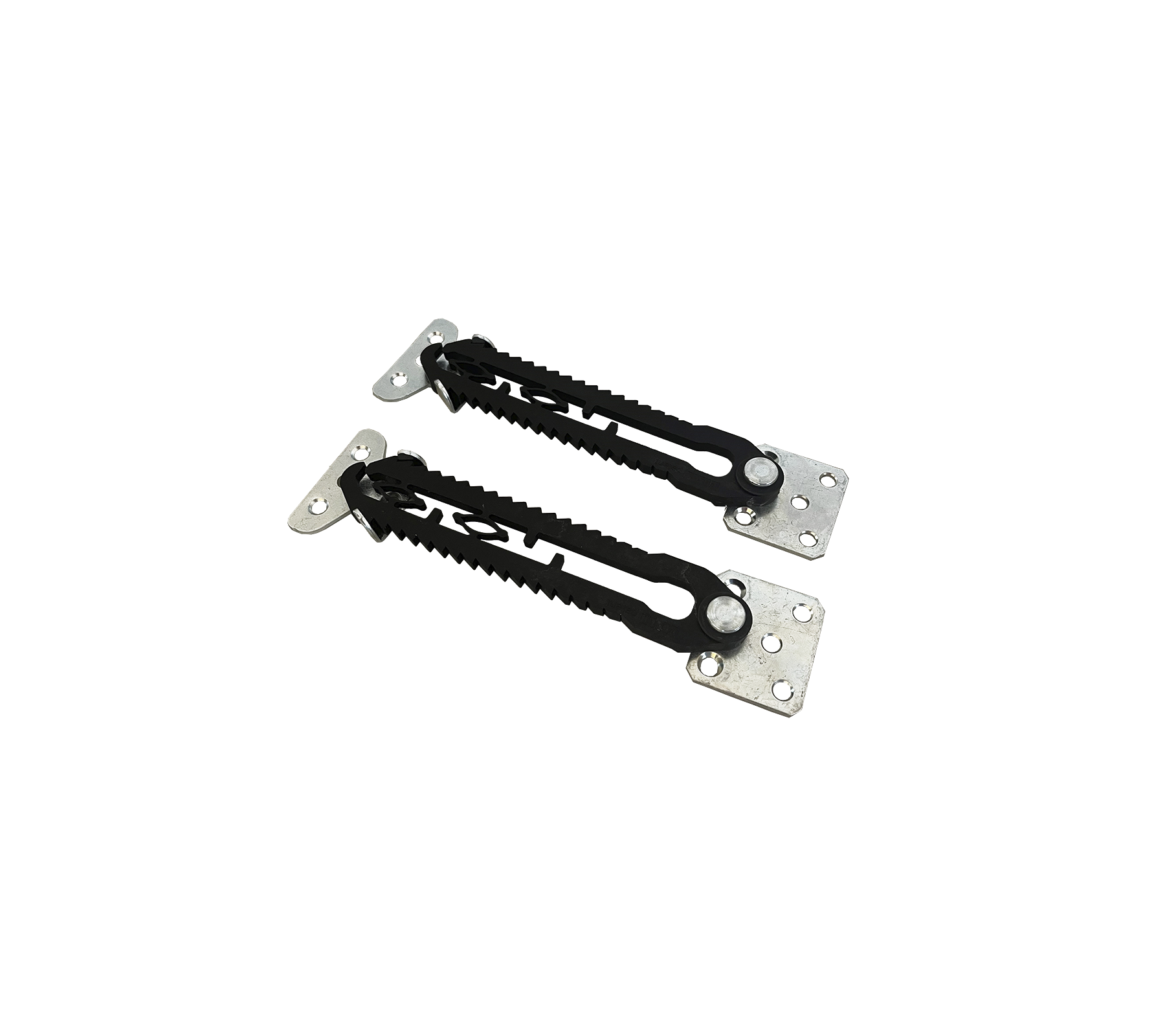 Candados ajustables en negro y plata, diseñados para asegurar y sujetar varios objetos o paneles. Adecuados para múltiples aplicaciones.