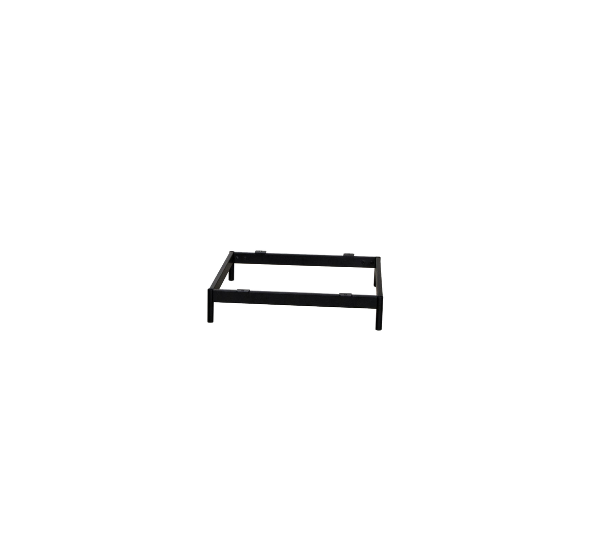 Estructura de marco de metal negro adecuada para diversos usos, con forma rectangular y un diseño abierto.