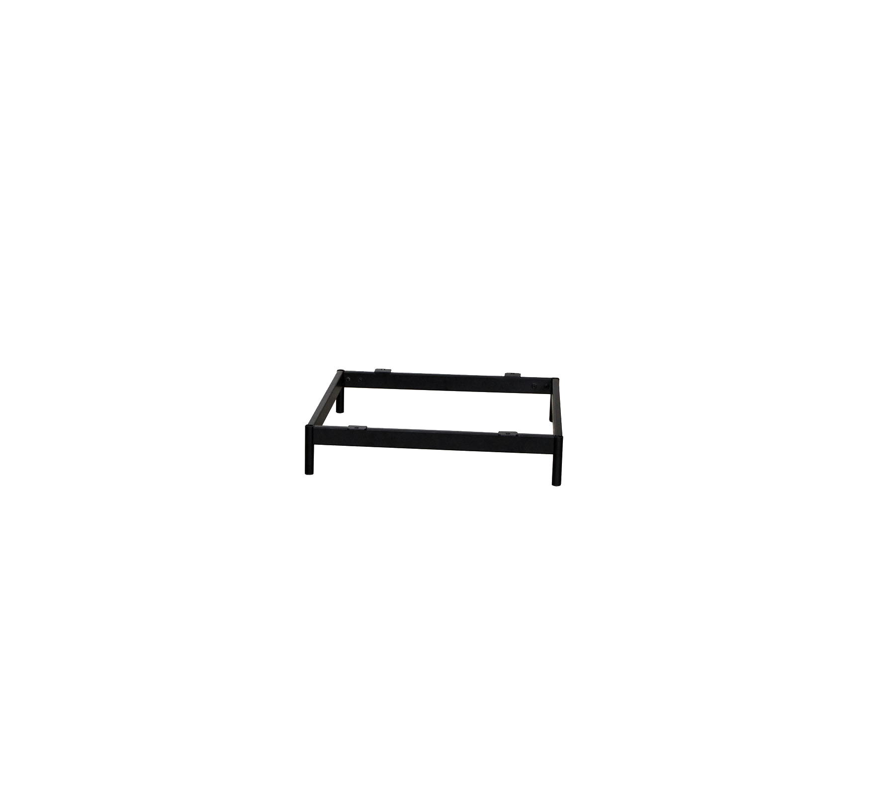 Estructura de marco de metal negro adecuada para diversos usos, con forma rectangular y un diseño abierto.