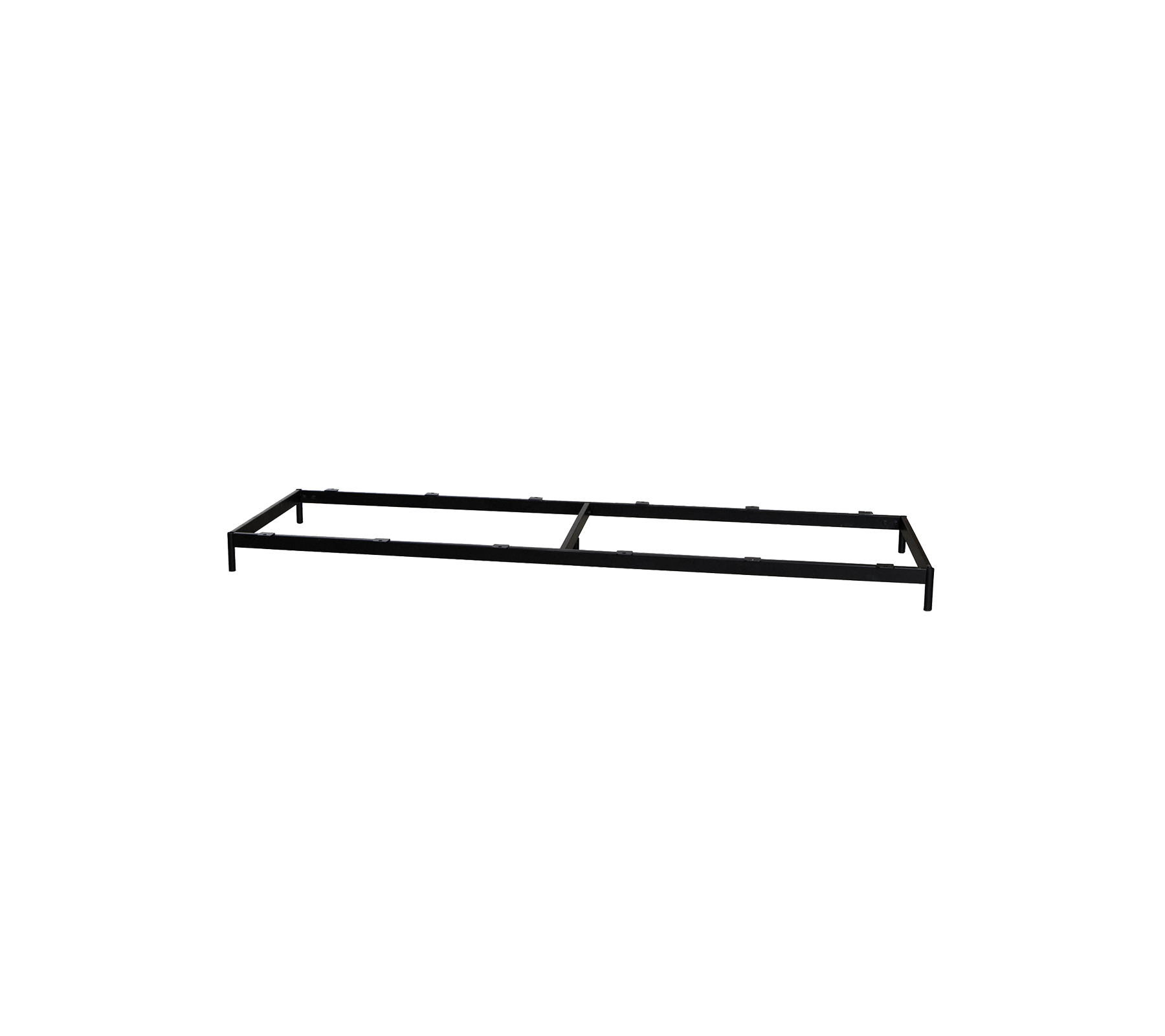 Marco de metal negro diseñado para soporte y estabilidad, adecuado para diversas aplicaciones.