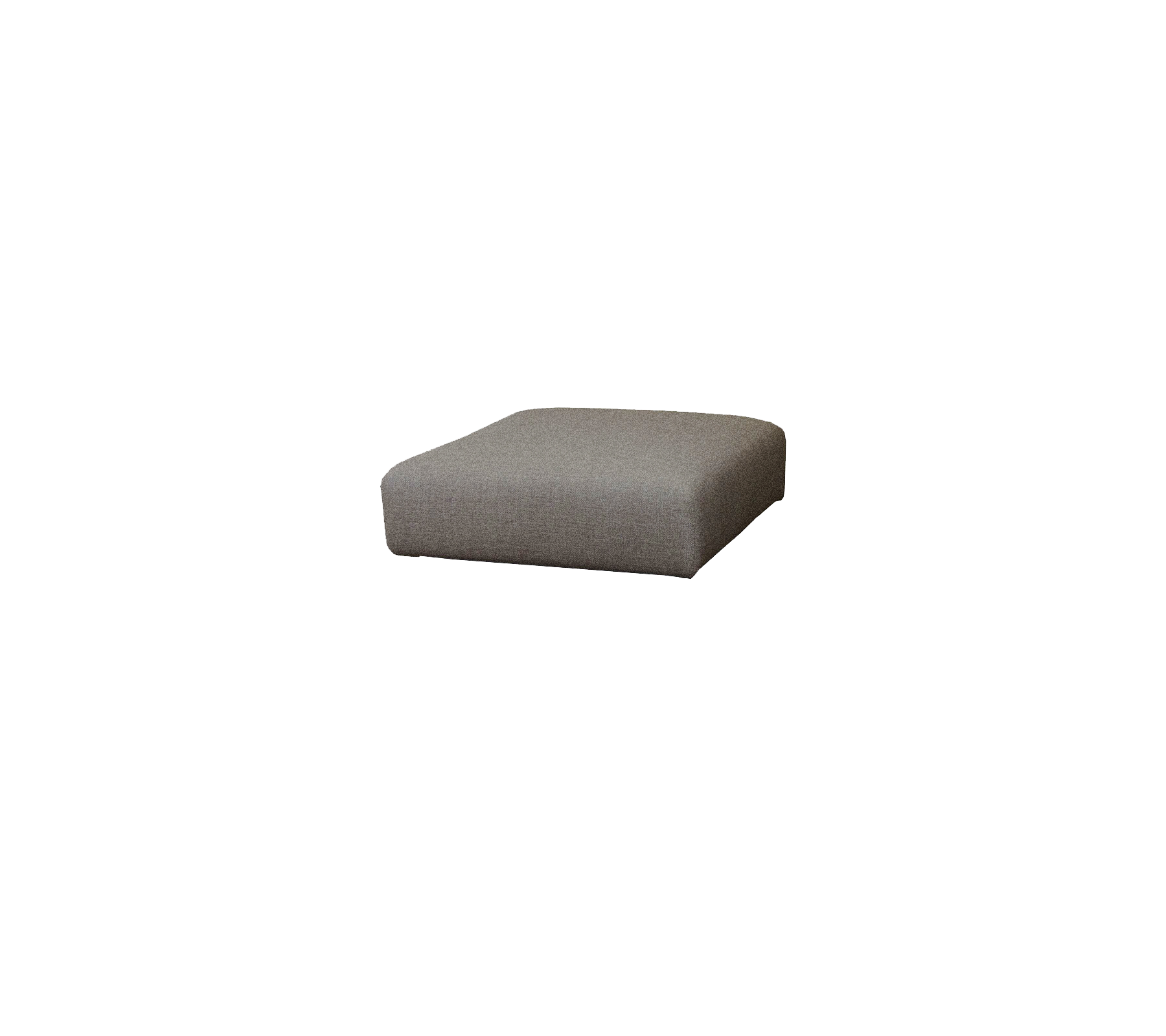 Ottomán gris con un diseño moderno y minimalista, que presenta una superficie de tela suave y líneas limpias, perfecto para asientos versátiles o decoración.