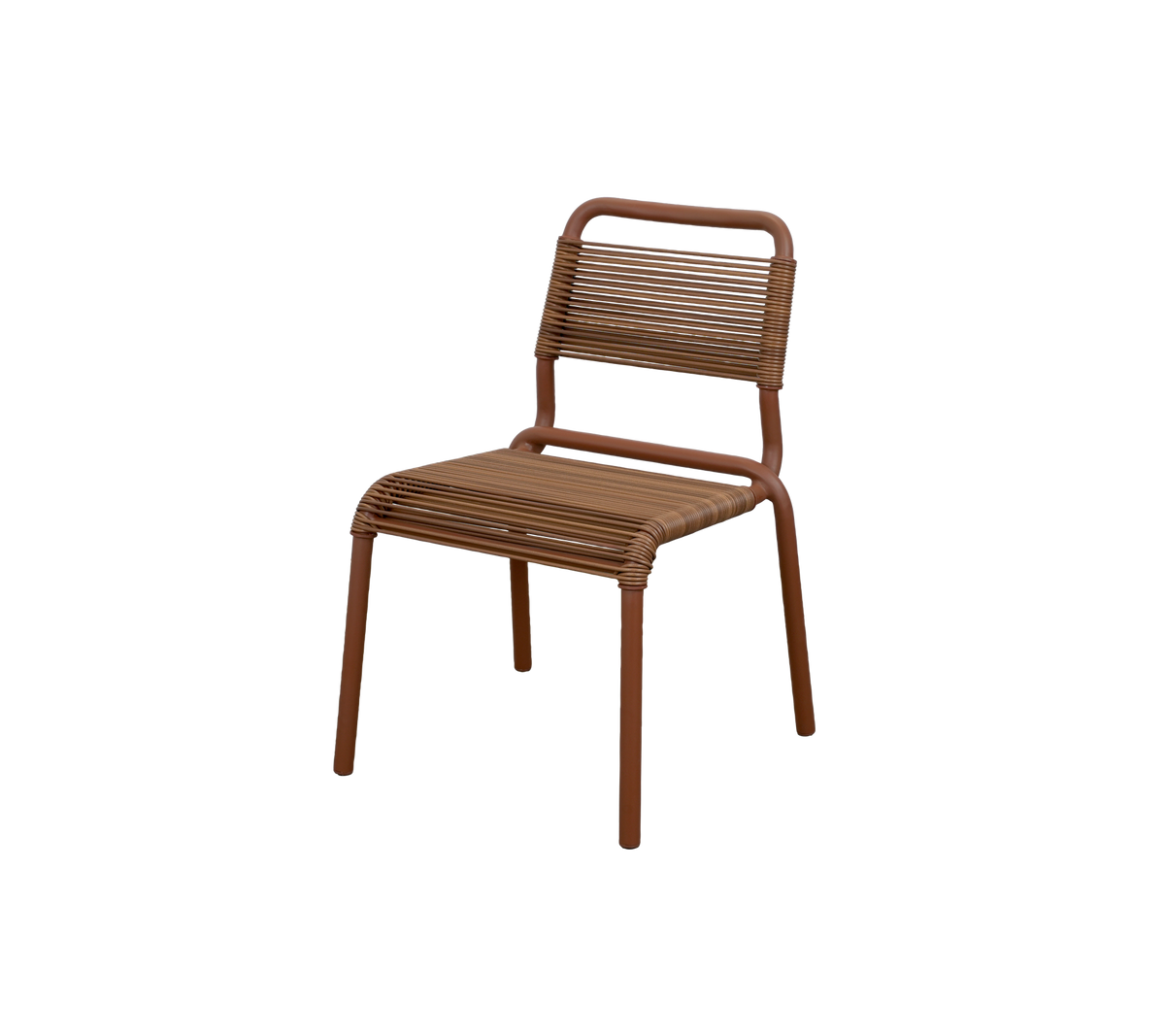Silla marrón con un diseño simple y respaldo de listones.