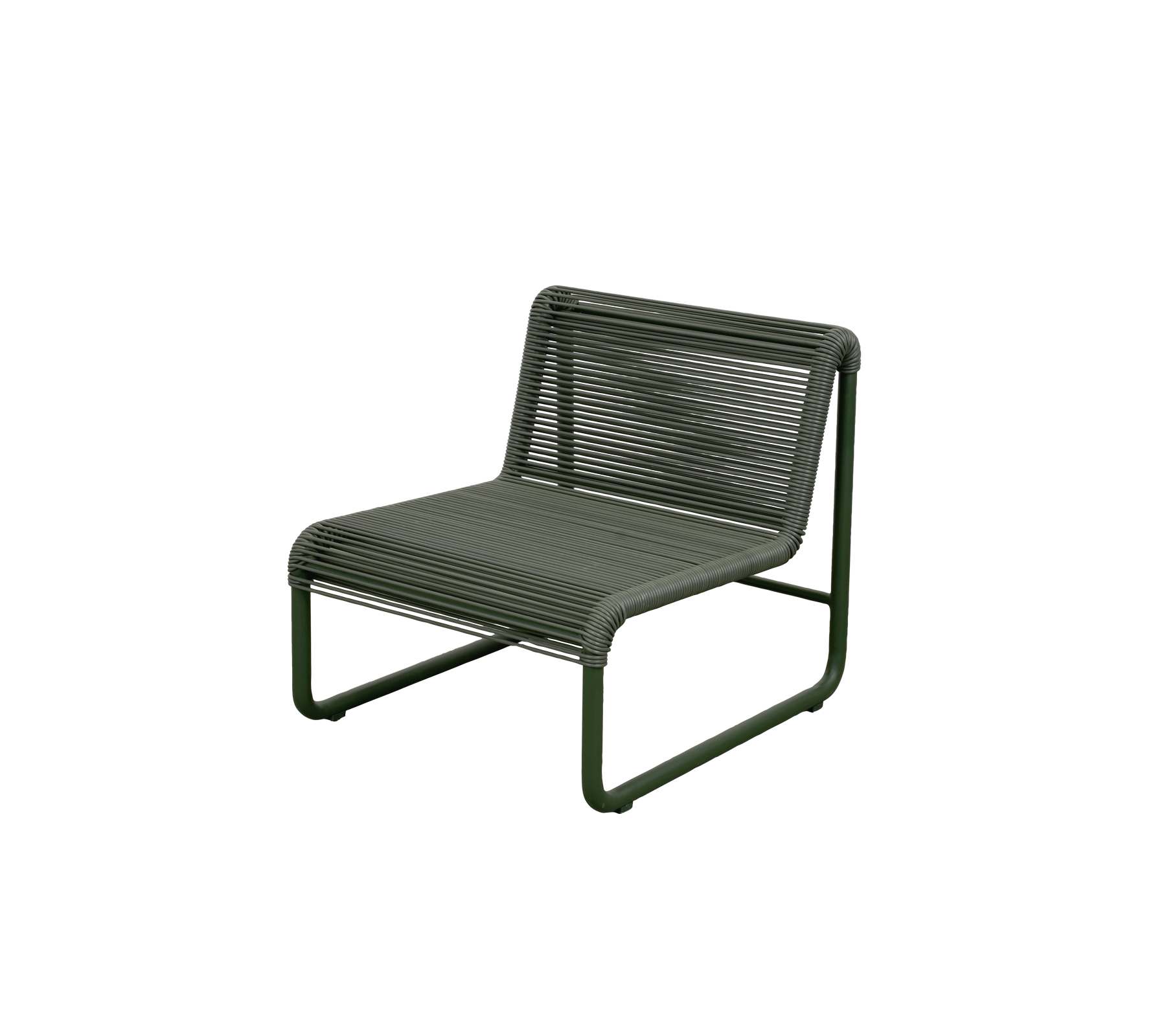 Silla verde oscuro con un diseño acanalado distintivo y un marco de metal.