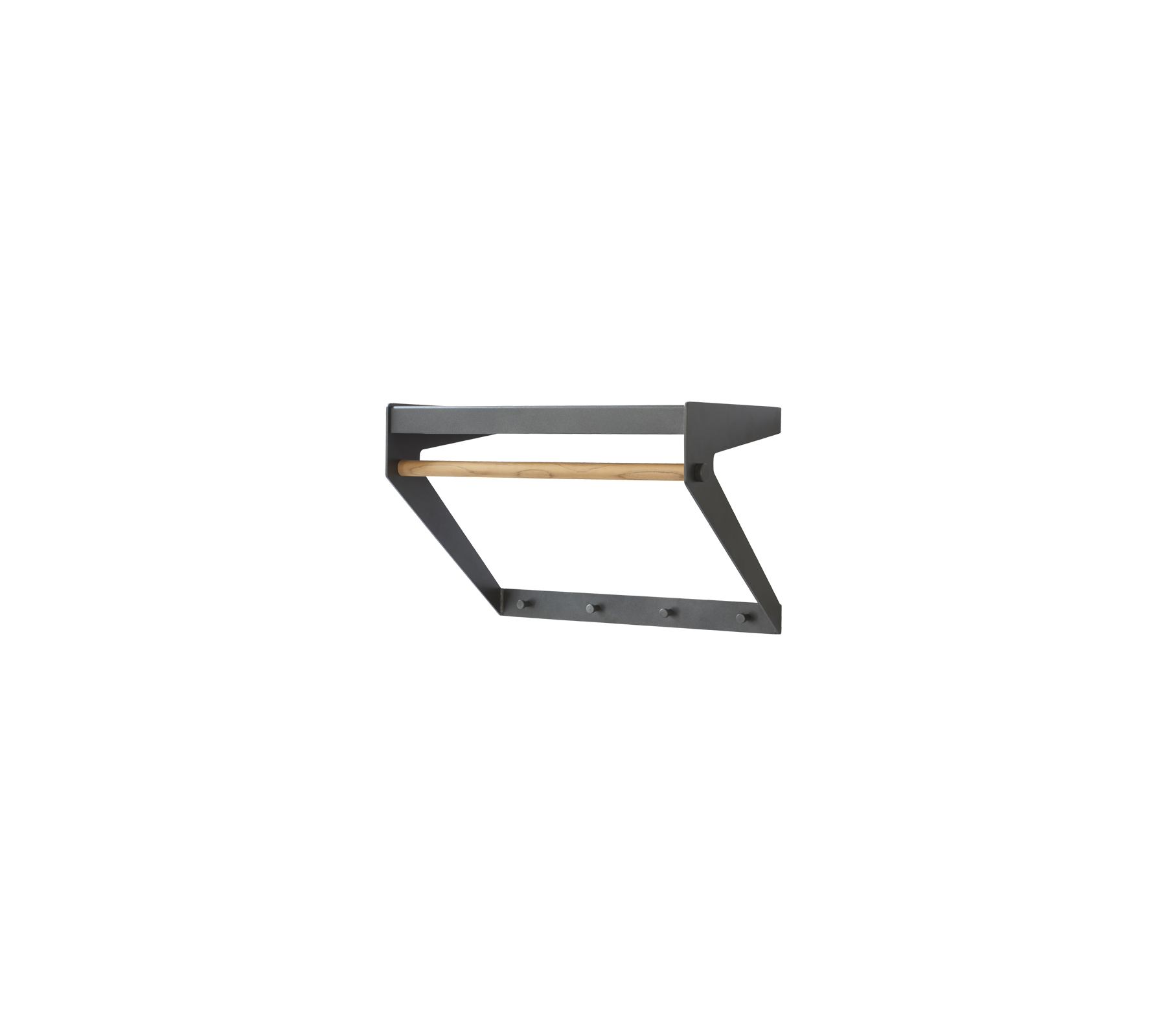 Perchero de pared elegante con una estantería de madera y múltiples ganchos para un almacenamiento eficiente. Ideal para organizar ropa de abrigo y accesorios.