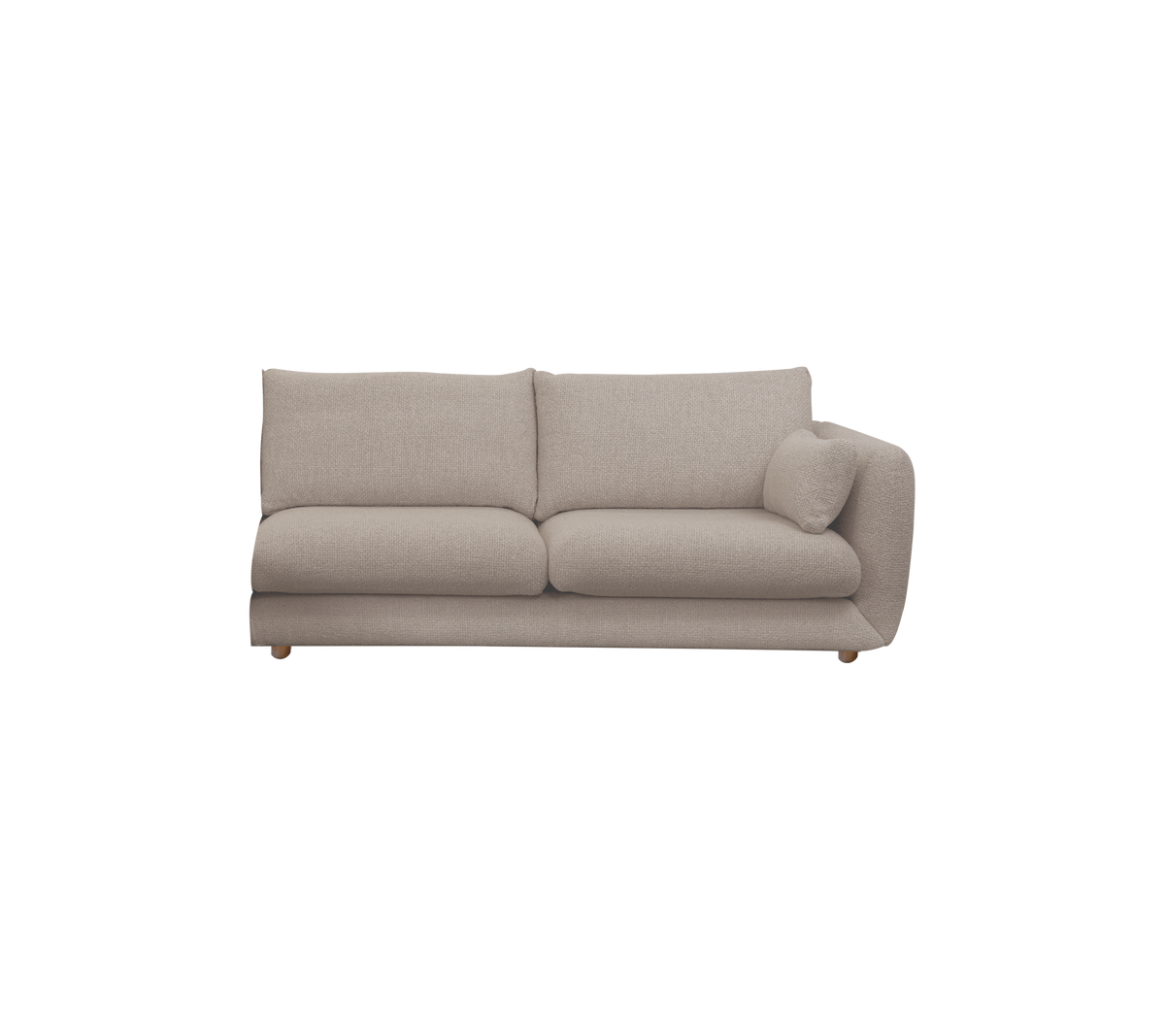 Sofá moderno marrón claro con un diseño contemporáneo.