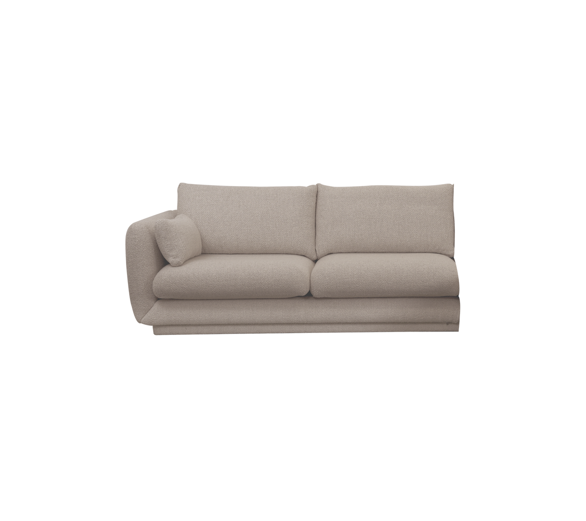 Sofá moderno marrón claro con un diseño minimalista.