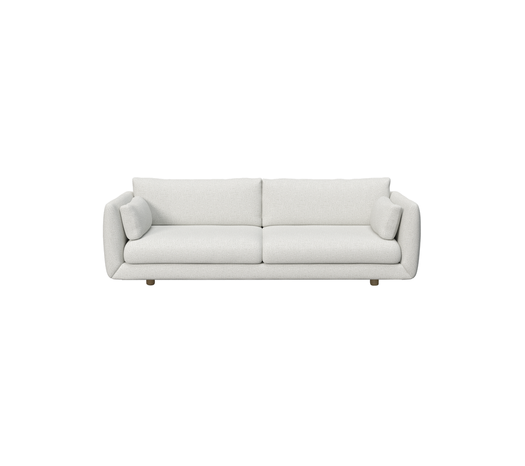 Sofá moderno gris claro con diseño minimalista.