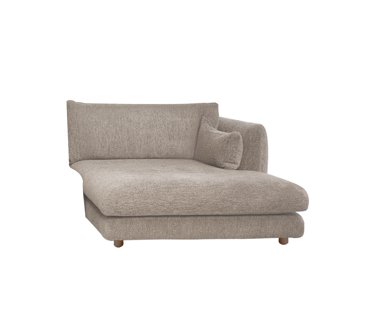 Chaise lounge marrón claro con un diseño minimalista.