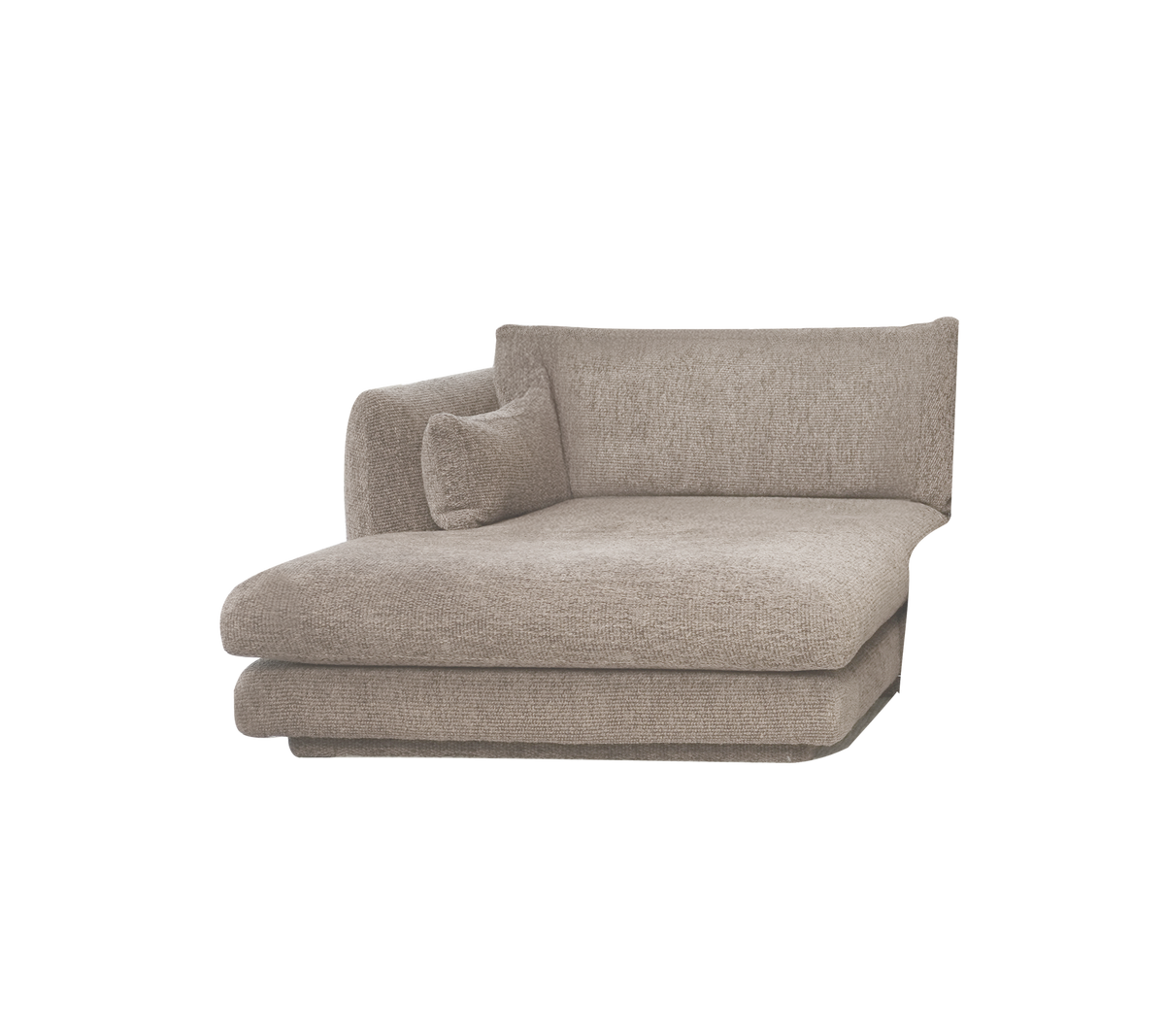 Chaise longue de color marrón claro con un diseño simple y contemporáneo.