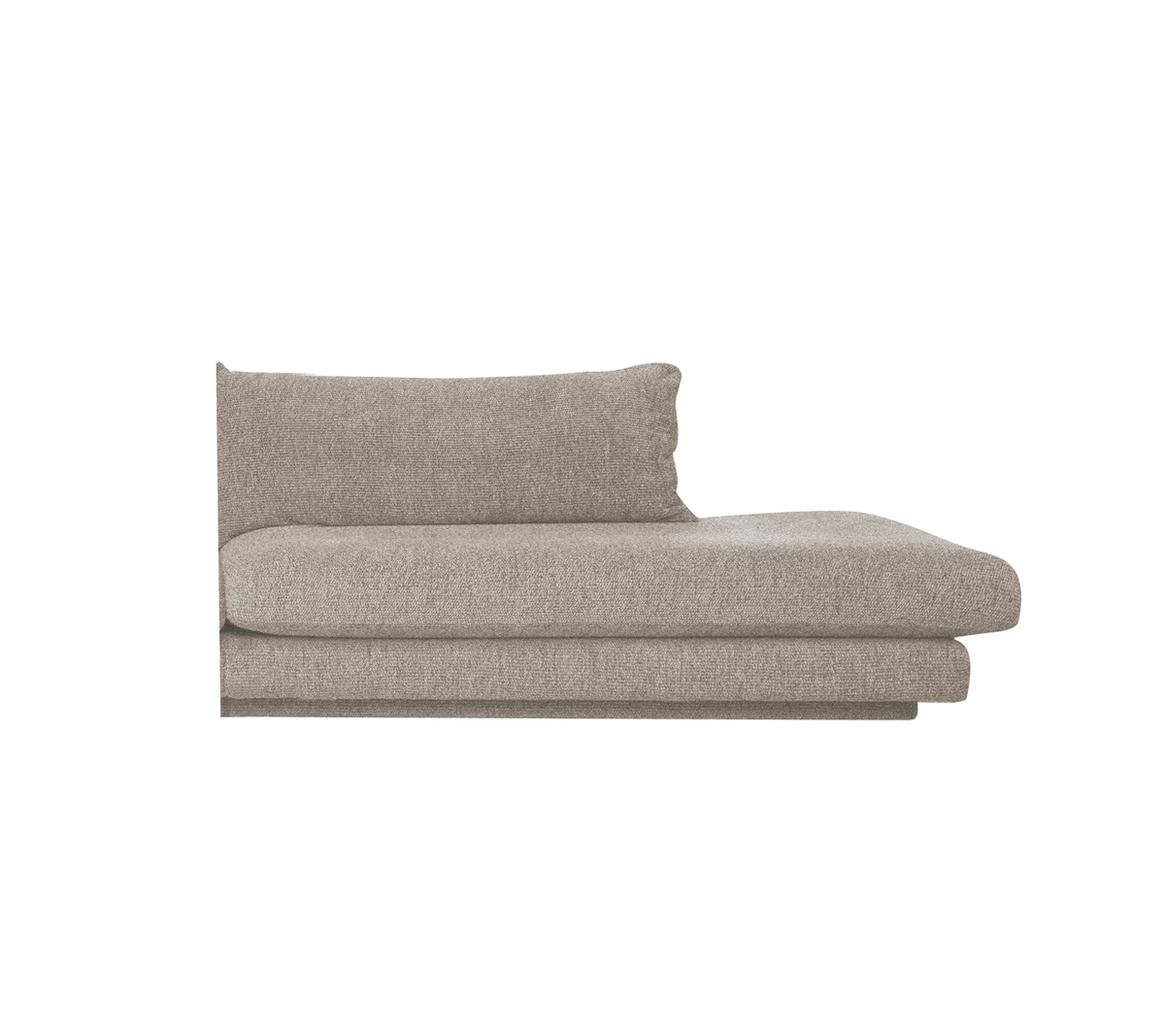 Sofá moderno marrón claro con diseño minimalista.