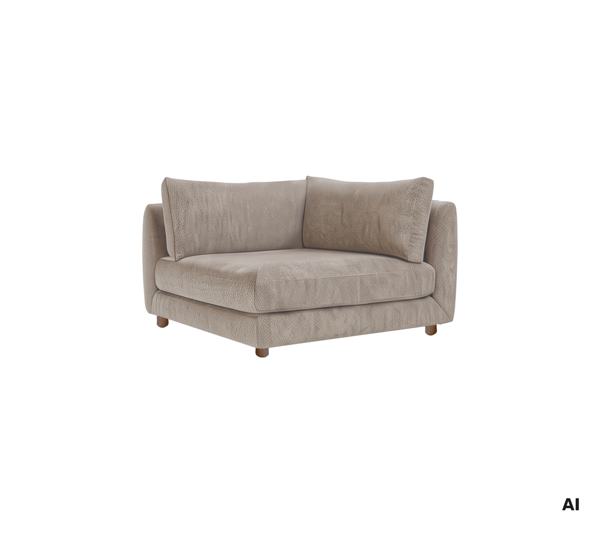 Sofá moderno color marrón claro con diseño contemporáneo.
