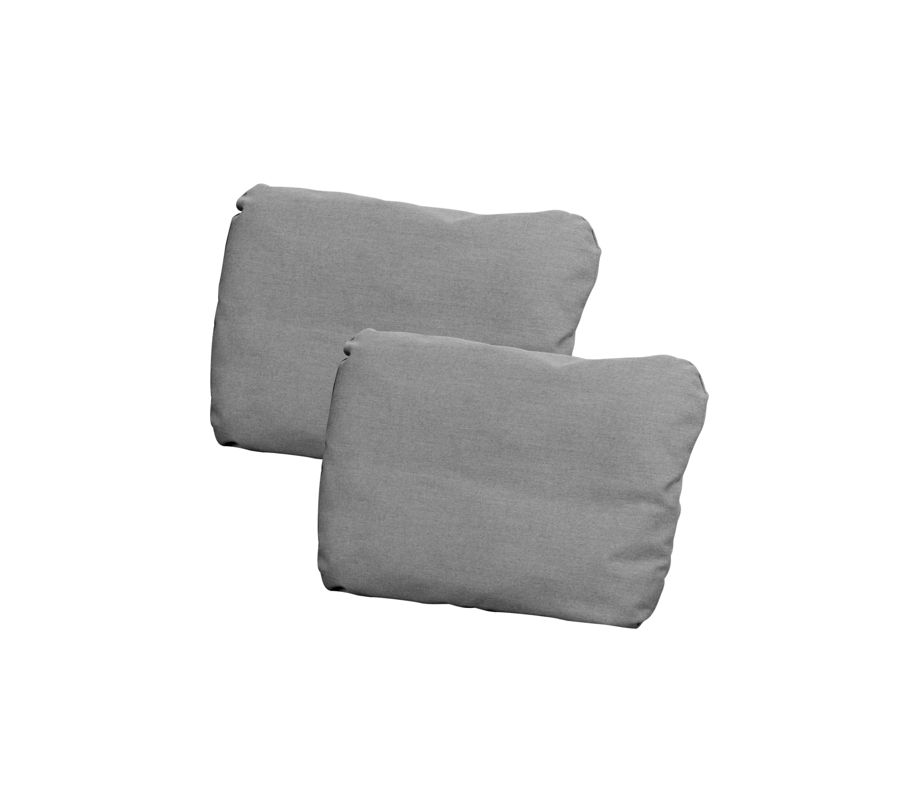 Dos cojines grises rectangulares y suaves apilados muy juntos.
