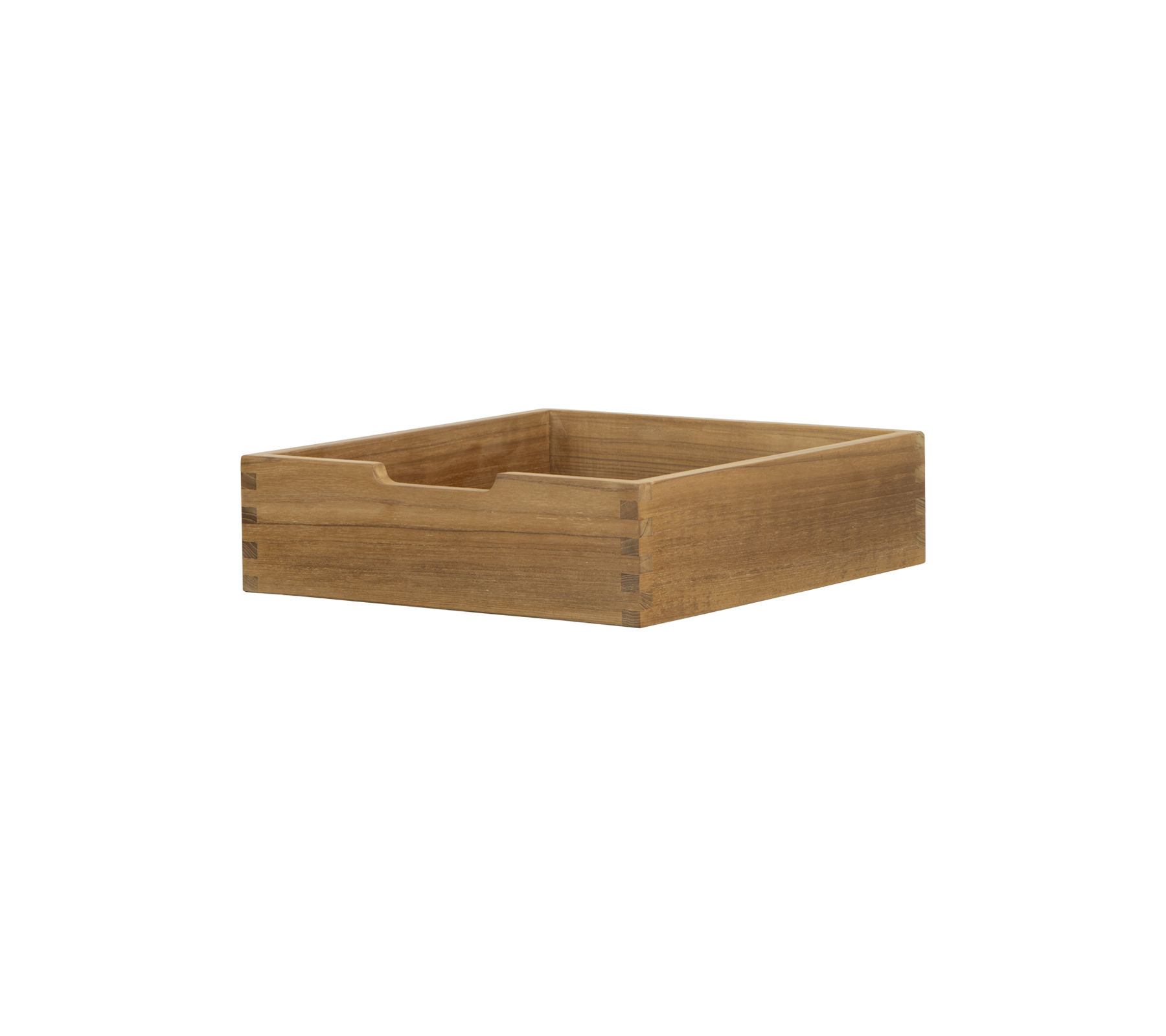 Caja de madera rectangular con un acabado suave y una sola ranura para un manejo fácil, ideal para organizar pequeños objetos.