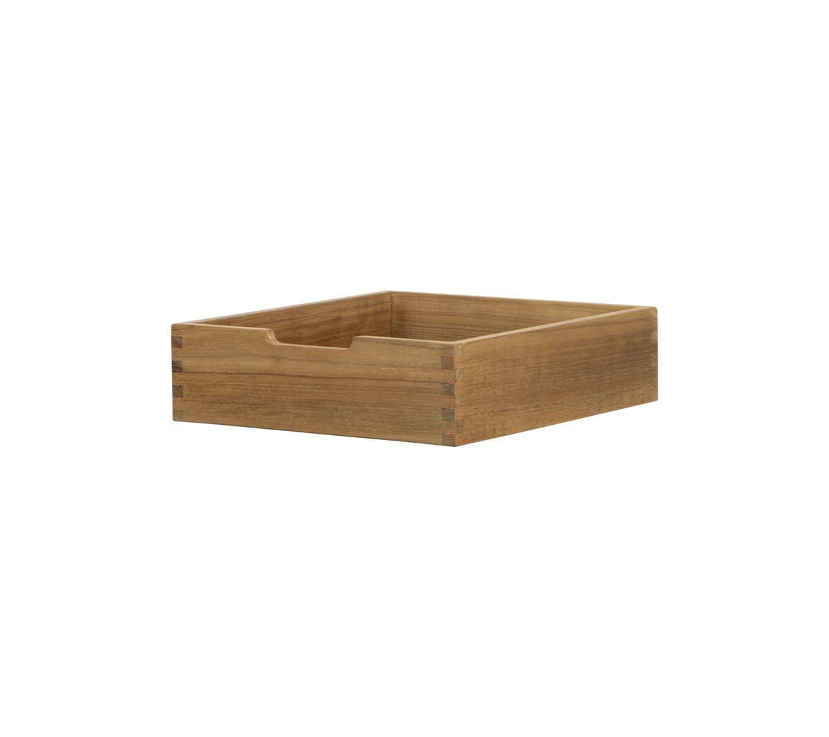 Caja de madera rectangular con un acabado suave y una sola ranura para un manejo fácil, ideal para organizar pequeños objetos.