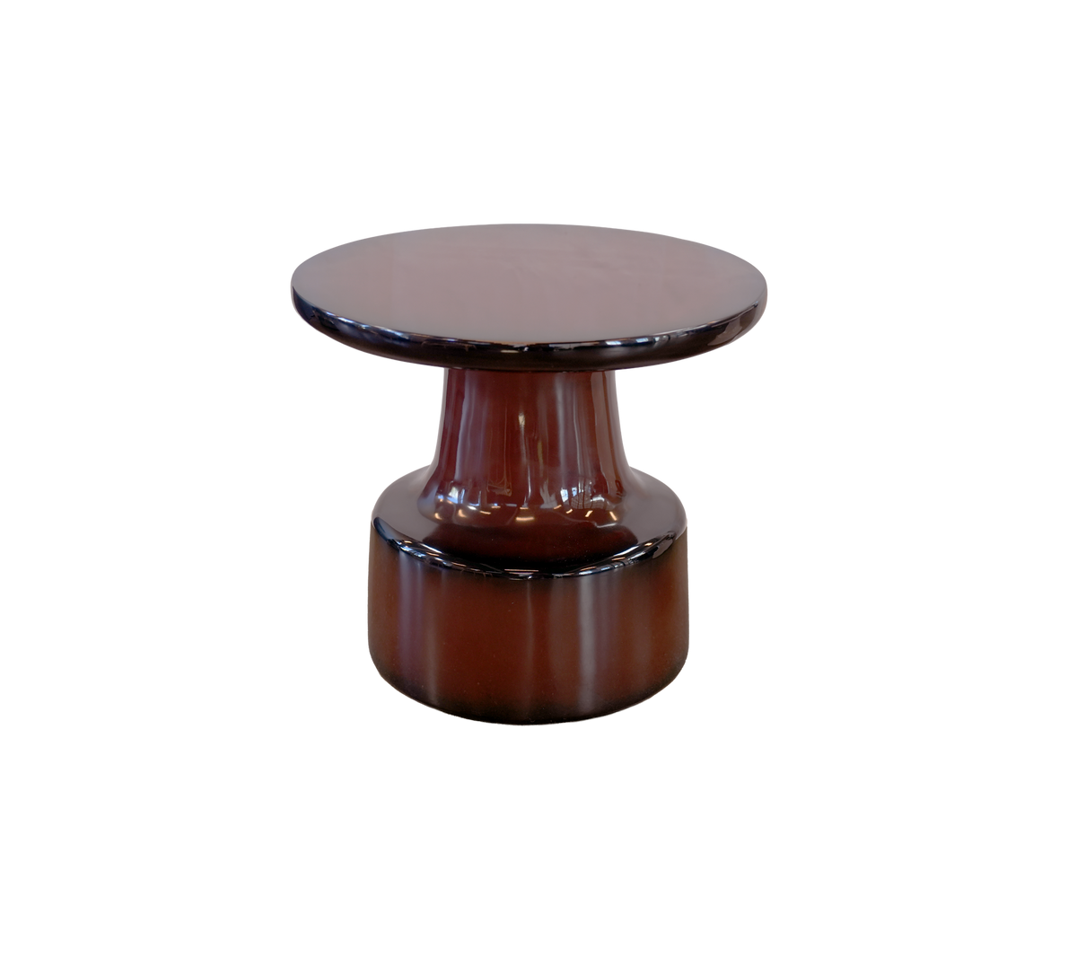 Mesa de Borgoña con tapa redonda y base cilíndrica.