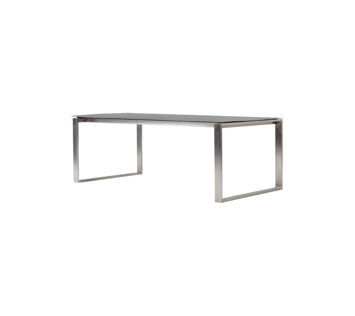 Mesa elegante y moderna con una superficie suave y patas de metal resistentes, perfecta para arreglos de comedor o trabajo.