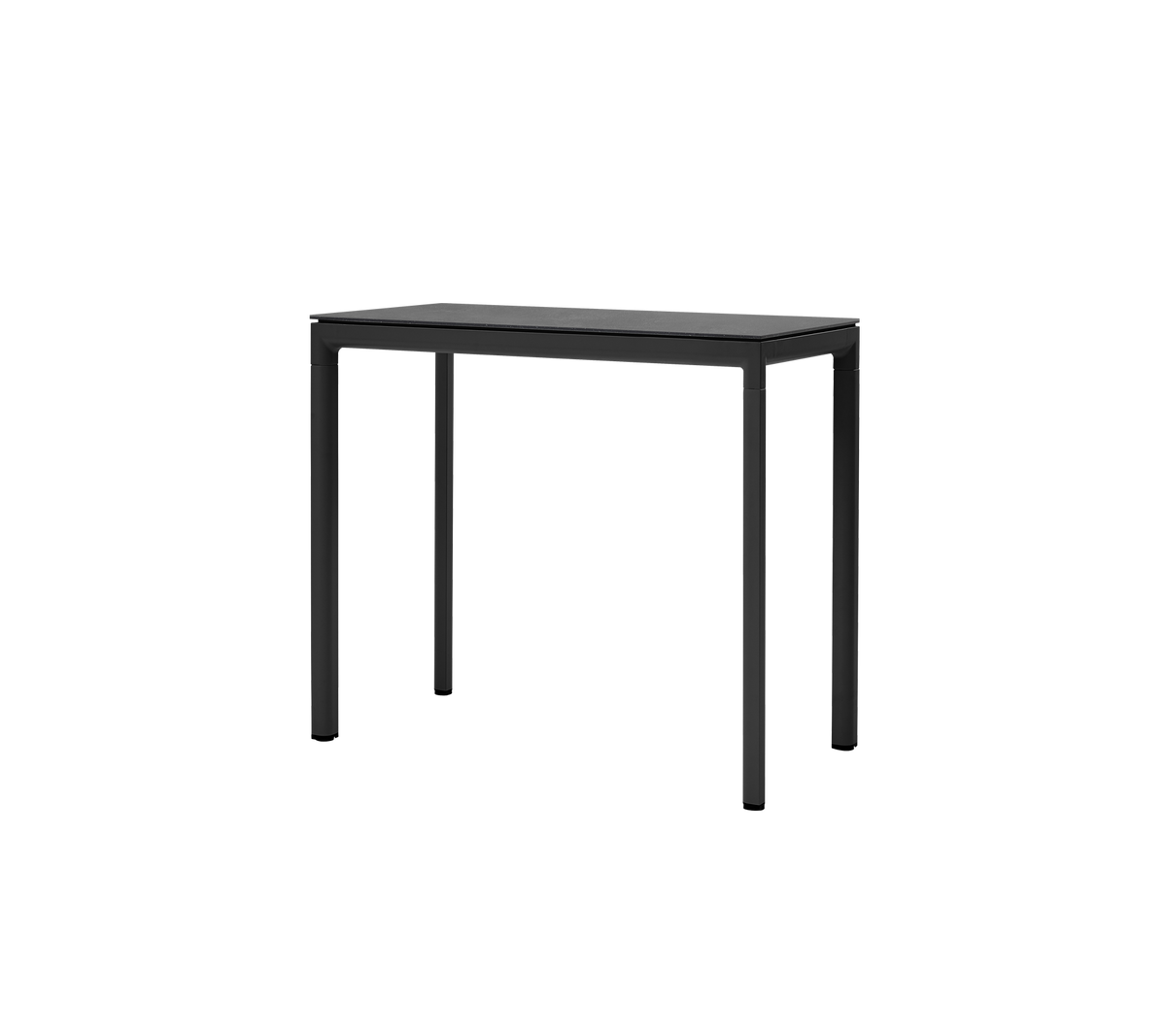 Una mesa negra elegante con un diseño minimalista y cuatro patas resistentes, ideal para un uso versátil en diversos entornos.