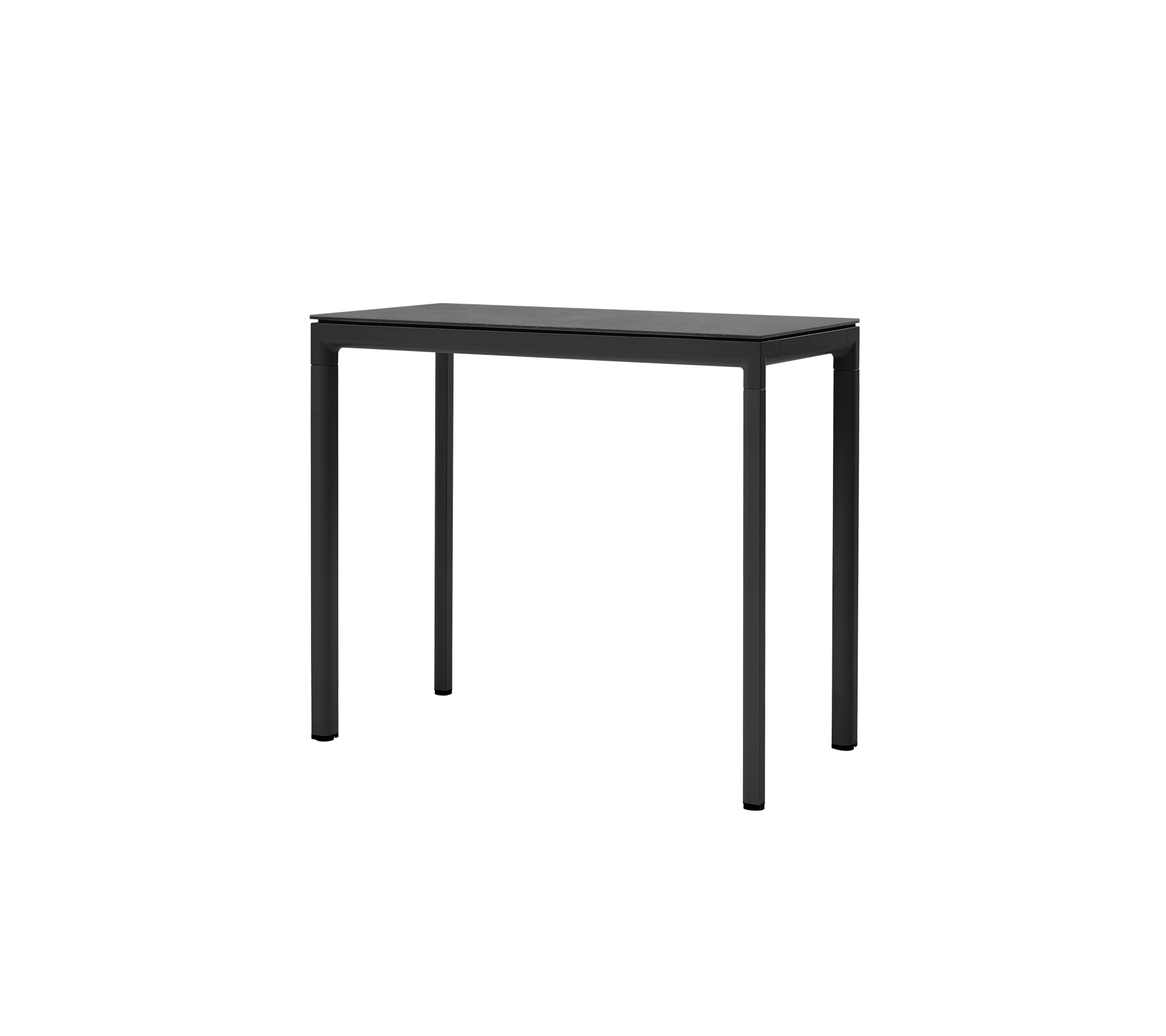 Una mesa negra elegante con un diseño minimalista y cuatro patas resistentes, ideal para un uso versátil en diversos entornos.