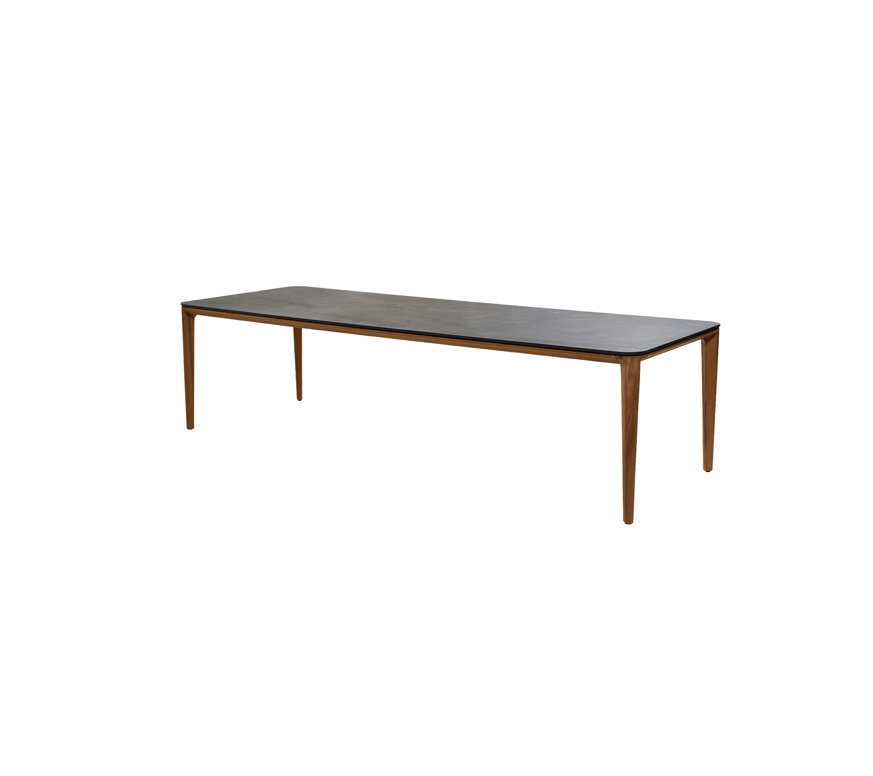 Mesa rectangular larga con un marco de madera y una superficie lisa, adecuada para diversos entornos y usos.