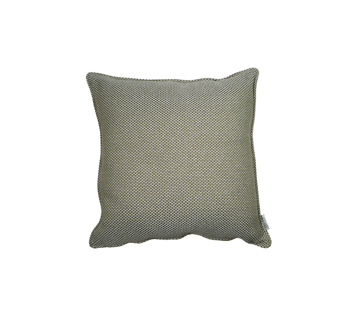 Cojín decorativo cuadrado en un sutil color verde con un patrón texturizado, perfecto para añadir confort y estilo a cualquier espacio.