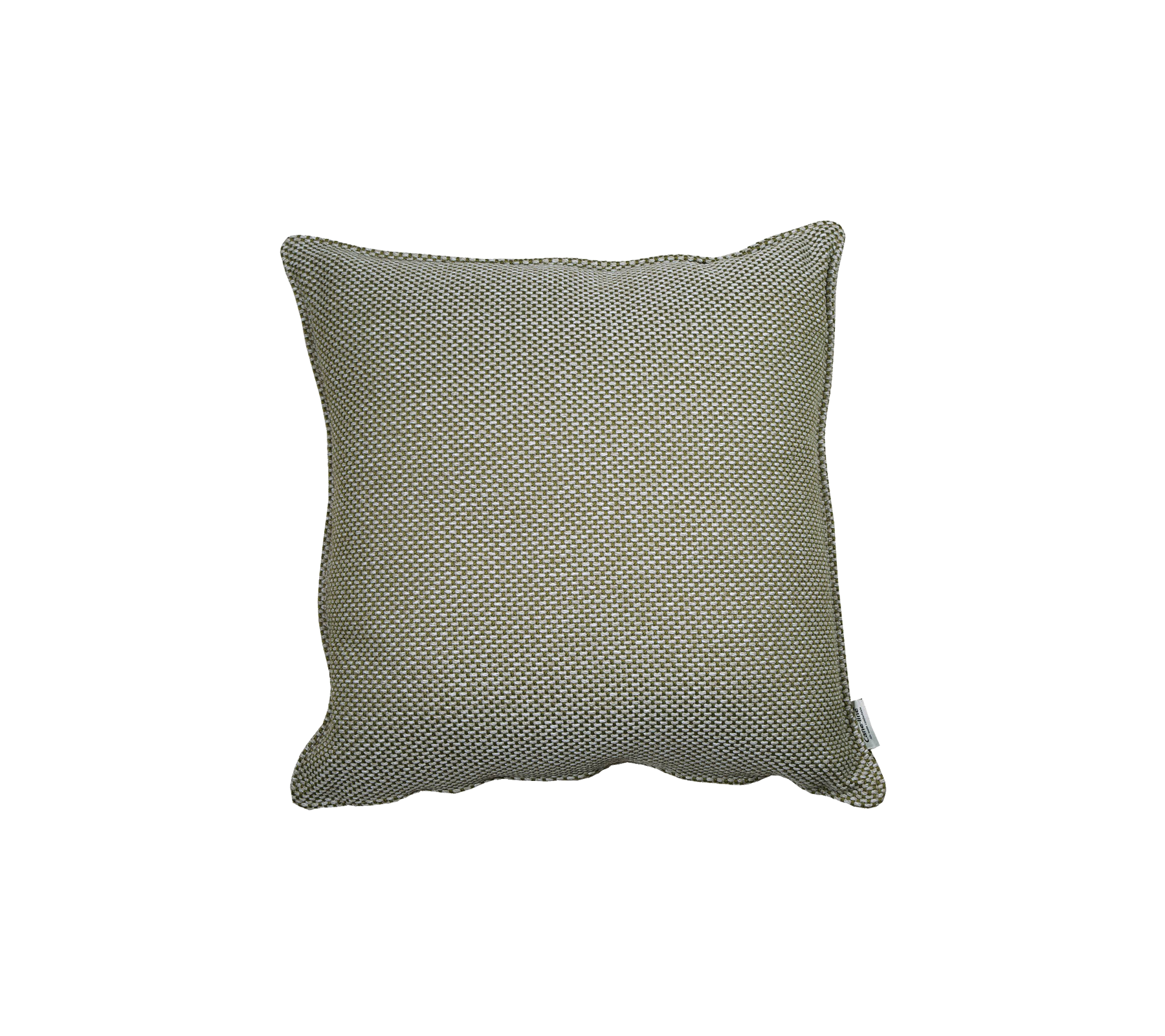 Cojín decorativo cuadrado en un sutil color verde con un patrón texturizado, perfecto para añadir confort y estilo a cualquier espacio.