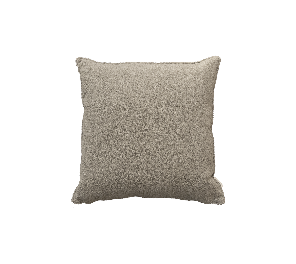 Cojín cuadrado texturizado en un tono beige neutro, diseñado para la comodidad y el estilo en cualquier entorno.