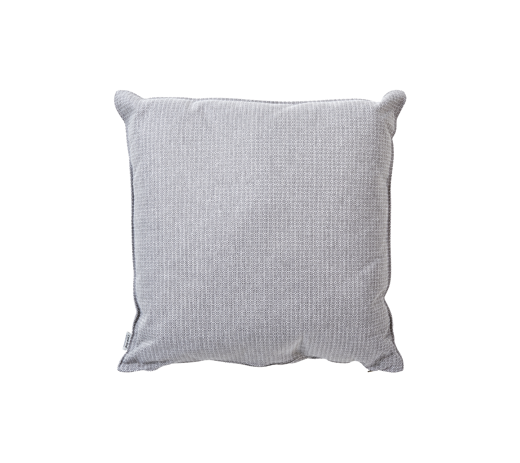 Cojín gris con un patrón texturizado, con bordes de ribete para un acento elegante y cómodo en cualquier entorno.