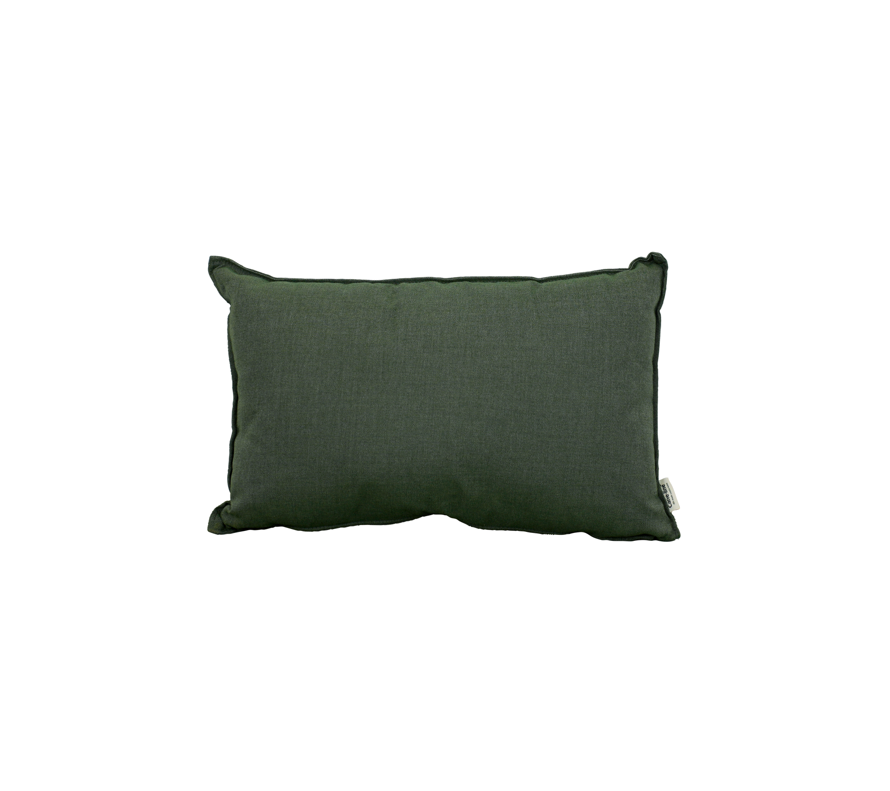 Cojín rectangular verde con un diseño simple.