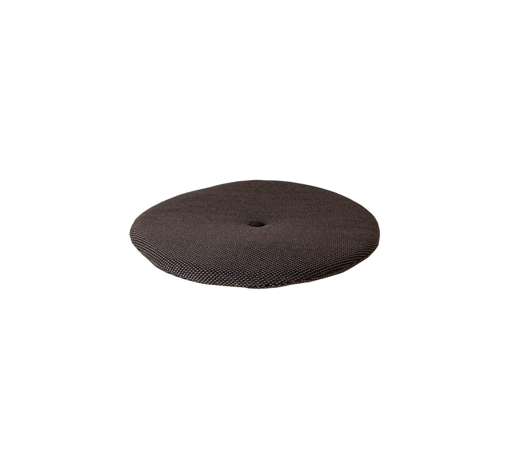 Cojín redondo y texturizado en un color oscuro, diseñado para comodidad y soporte. Ideal para agregar asientos o decoración.