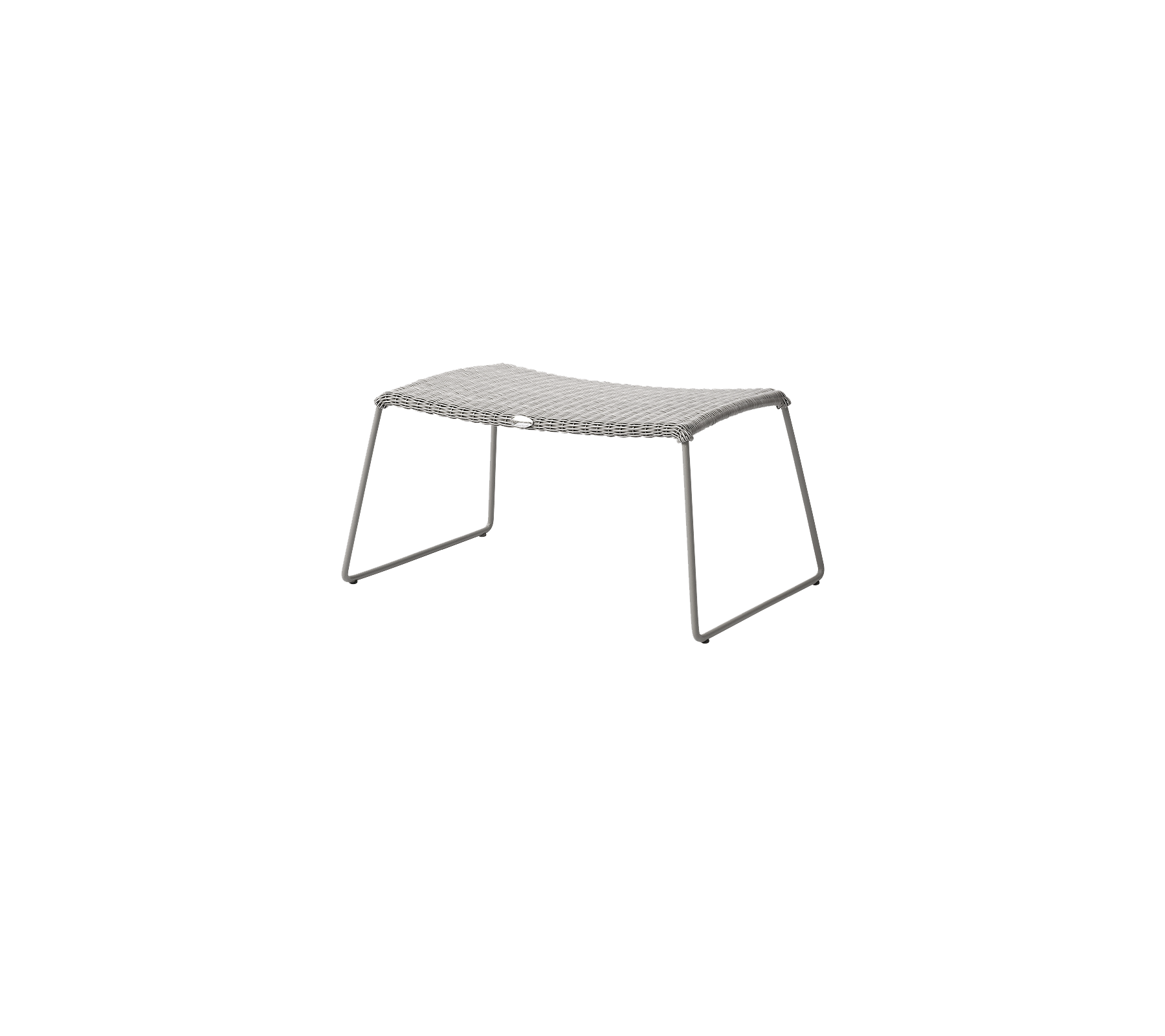 Mesa gris con una superficie rectangular lisa y patas metálicas minimalistas, diseñada para un uso versátil en diversos entornos.