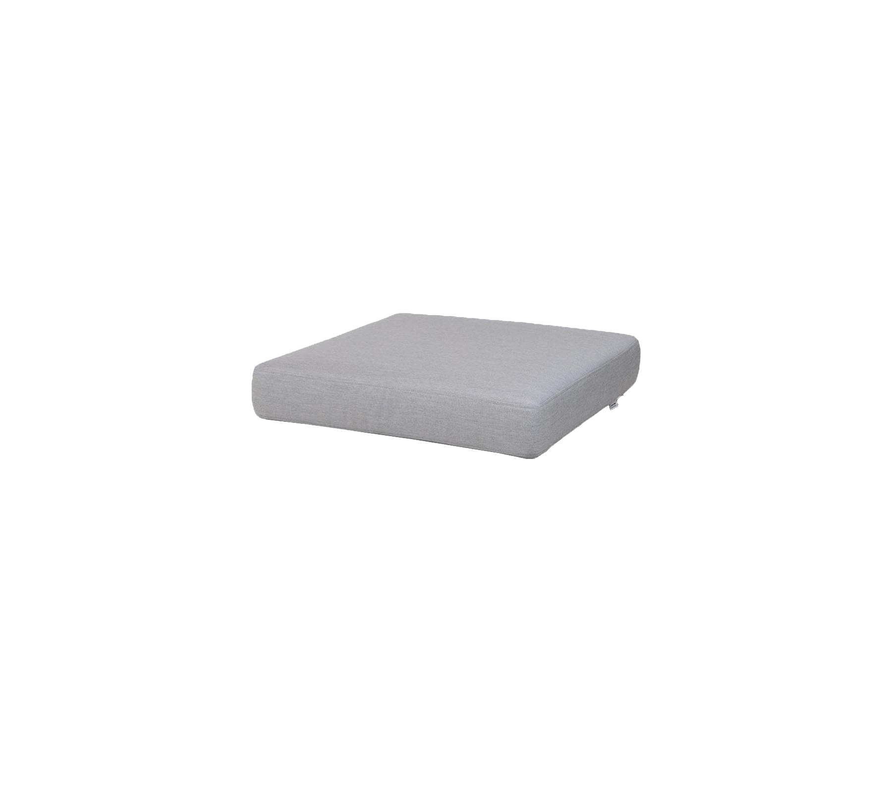 Cojín cuadrado gris con una superficie lisa, diseñado para un uso versátil como asiento o con fines decorativos.