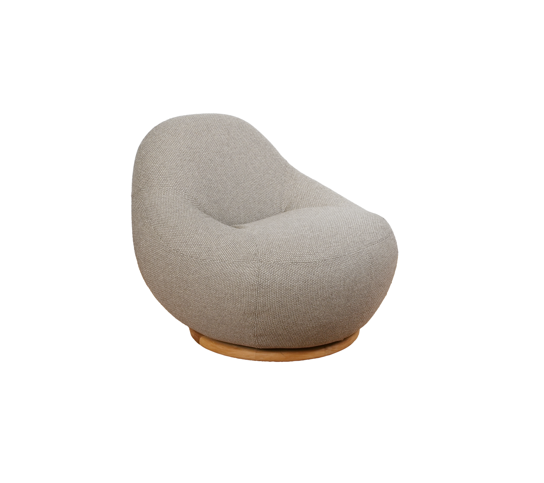 Silla de lounge moderna marrón claro con una forma redondeada única.