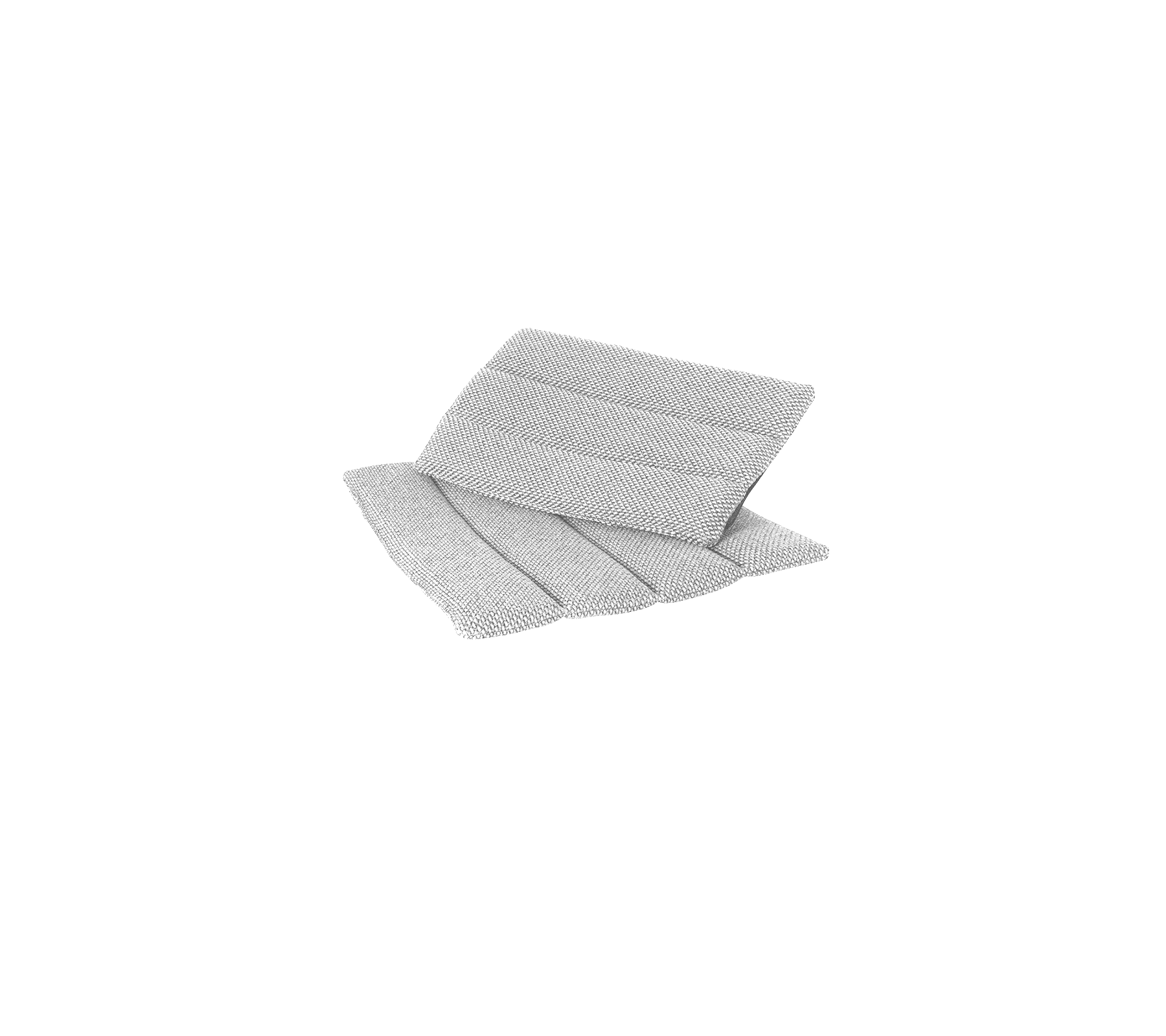 Tres almohadillas de superficie gris texturizadas dispuestas juntas en una forma en capas, adecuadas para diversas aplicaciones o usos.