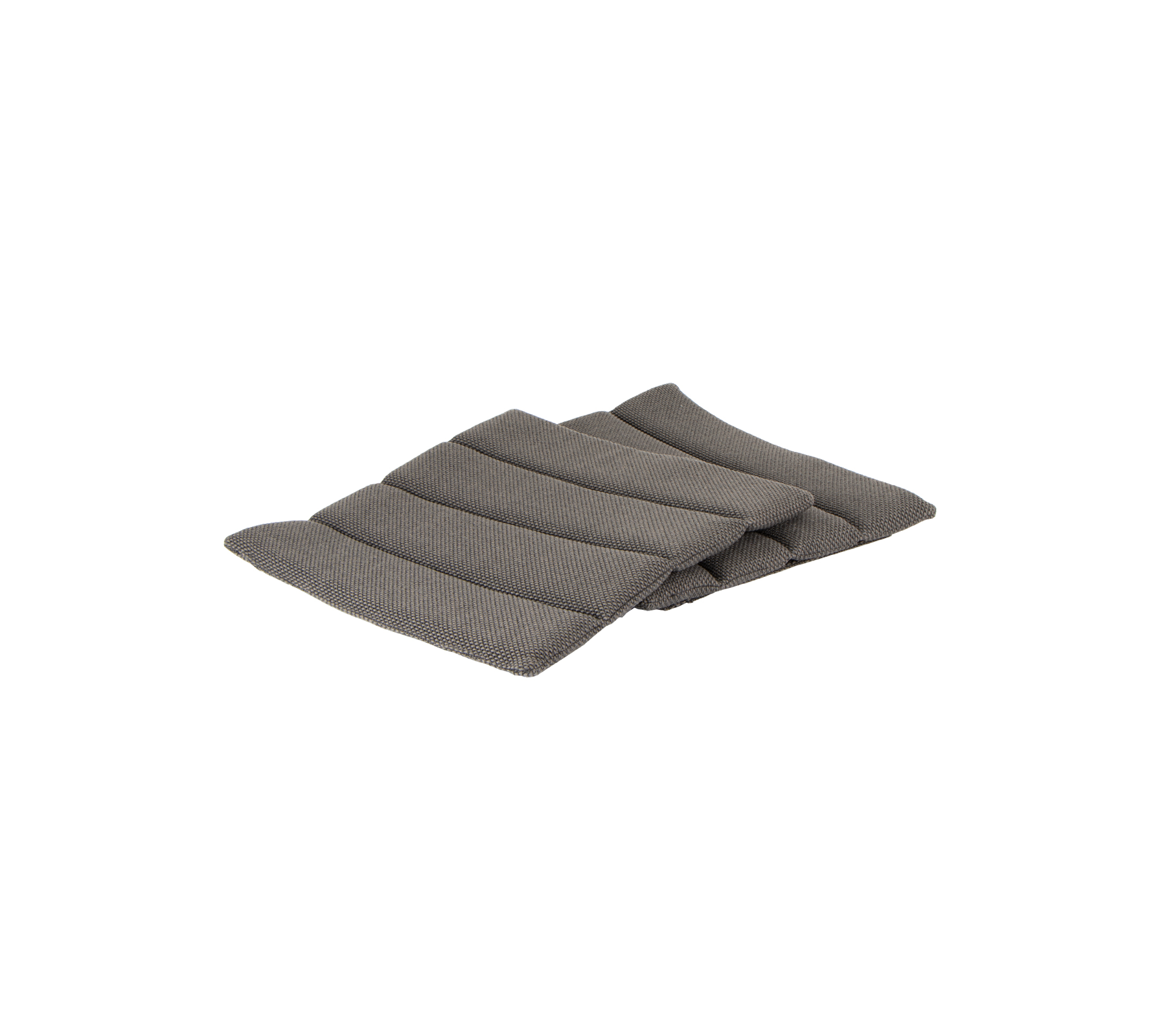 Cojin de tela gris con un diseño acolchado, que presenta múltiples secciones acolchadas para mayor comodidad. Perfecto para sentarse o para soporte.