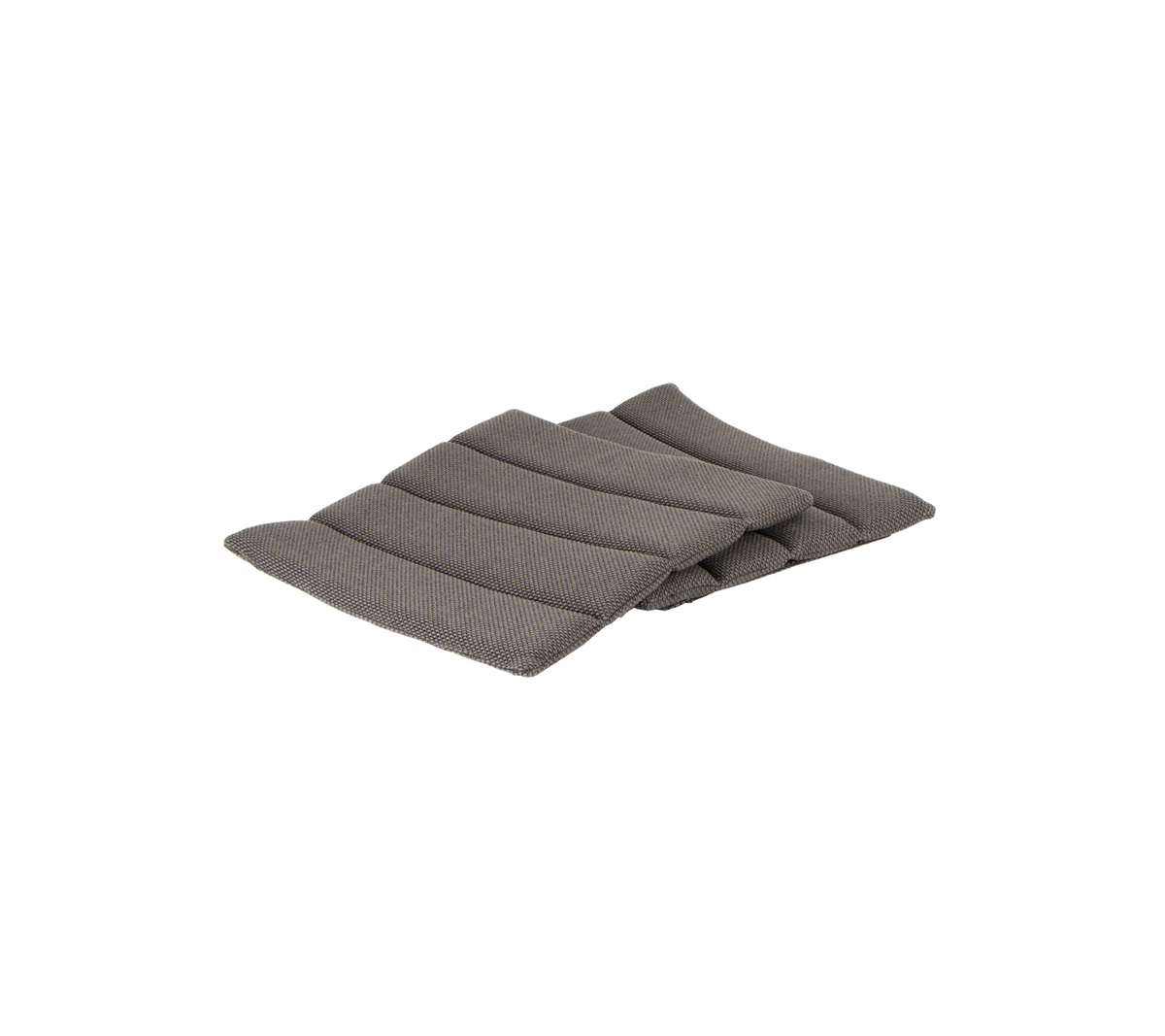 Cojin de tela gris con un diseño acolchado, que presenta múltiples secciones acolchadas para mayor comodidad. Perfecto para sentarse o para soporte.