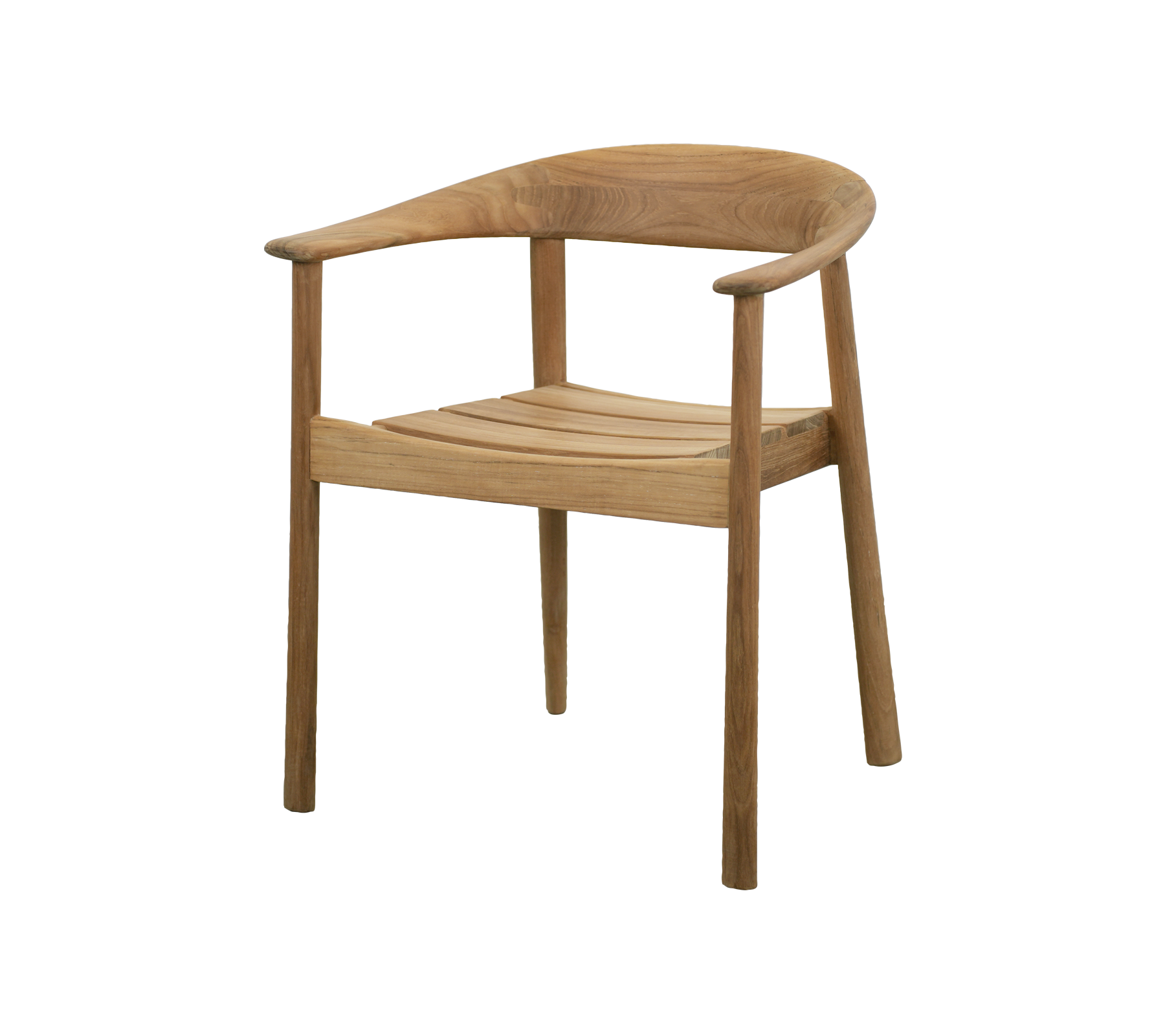 Silla moderna de teca con un diseño minimalista.