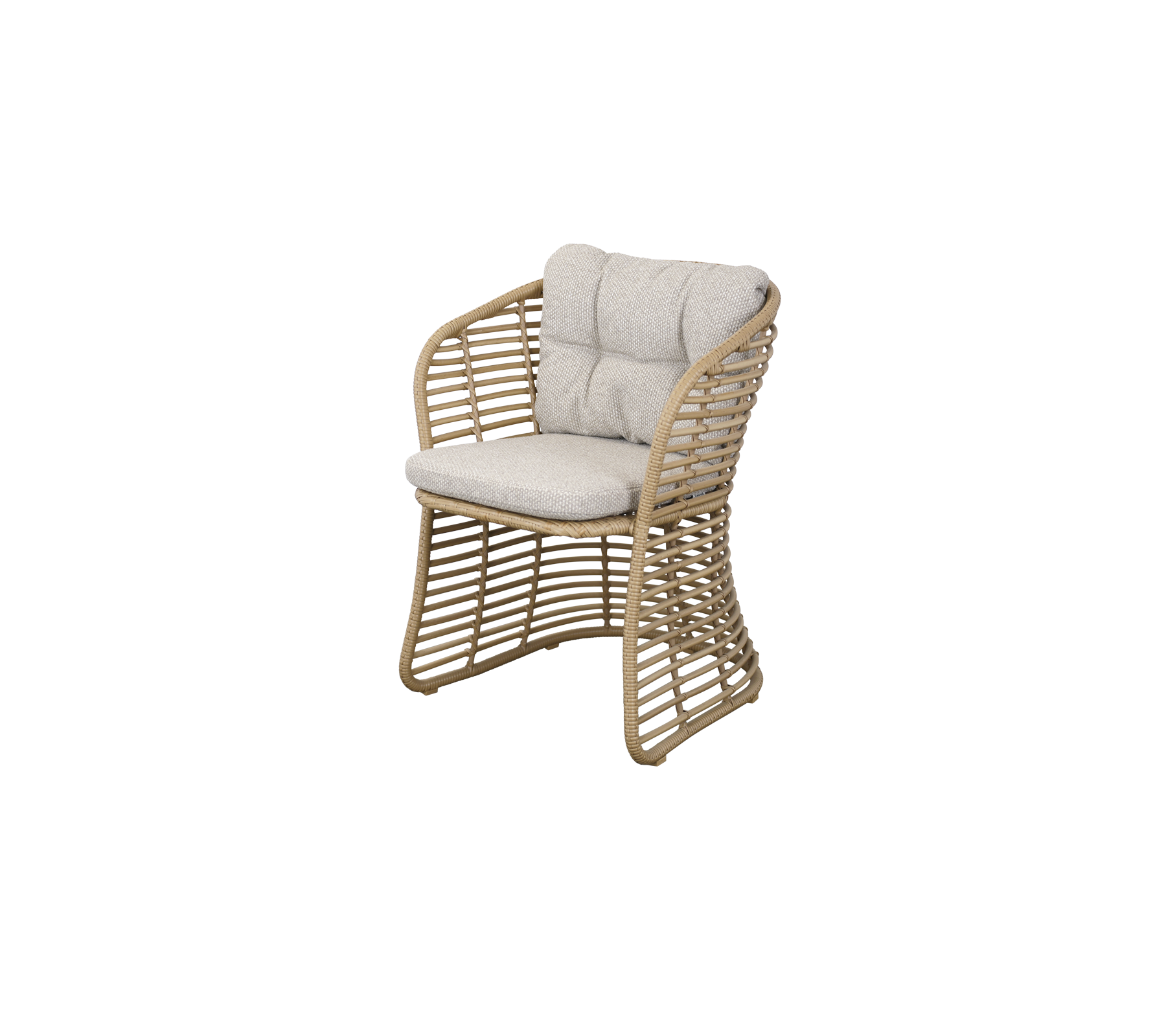 Silla tejida elegante con un asiento y respaldo acolchados y cómodos, ideal para añadir un toque de confort a cualquier espacio.