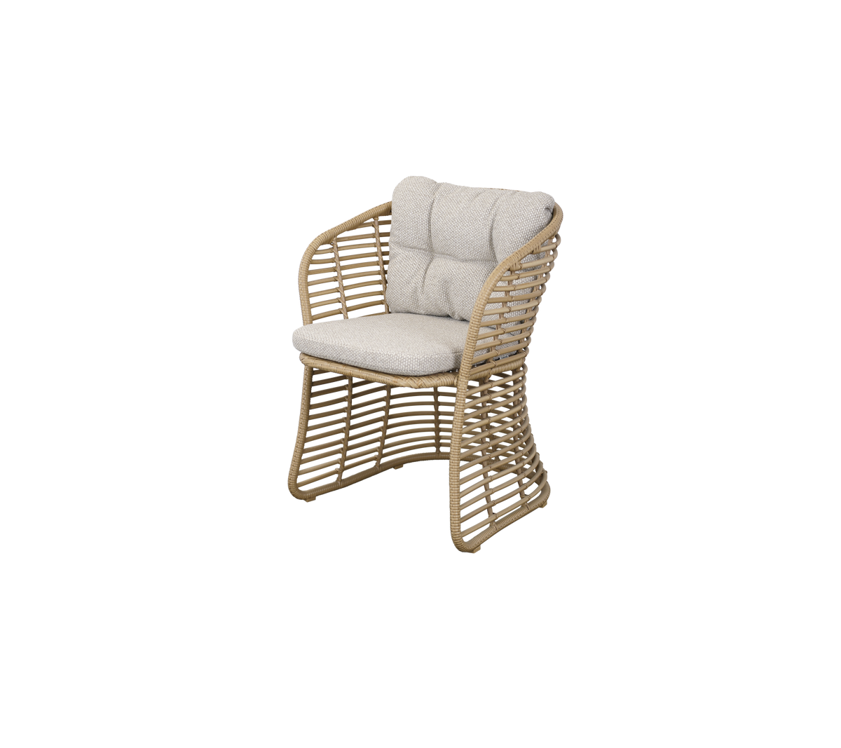 Silla tejida elegante con un asiento y respaldo acolchados y cómodos, ideal para añadir un toque de confort a cualquier espacio.