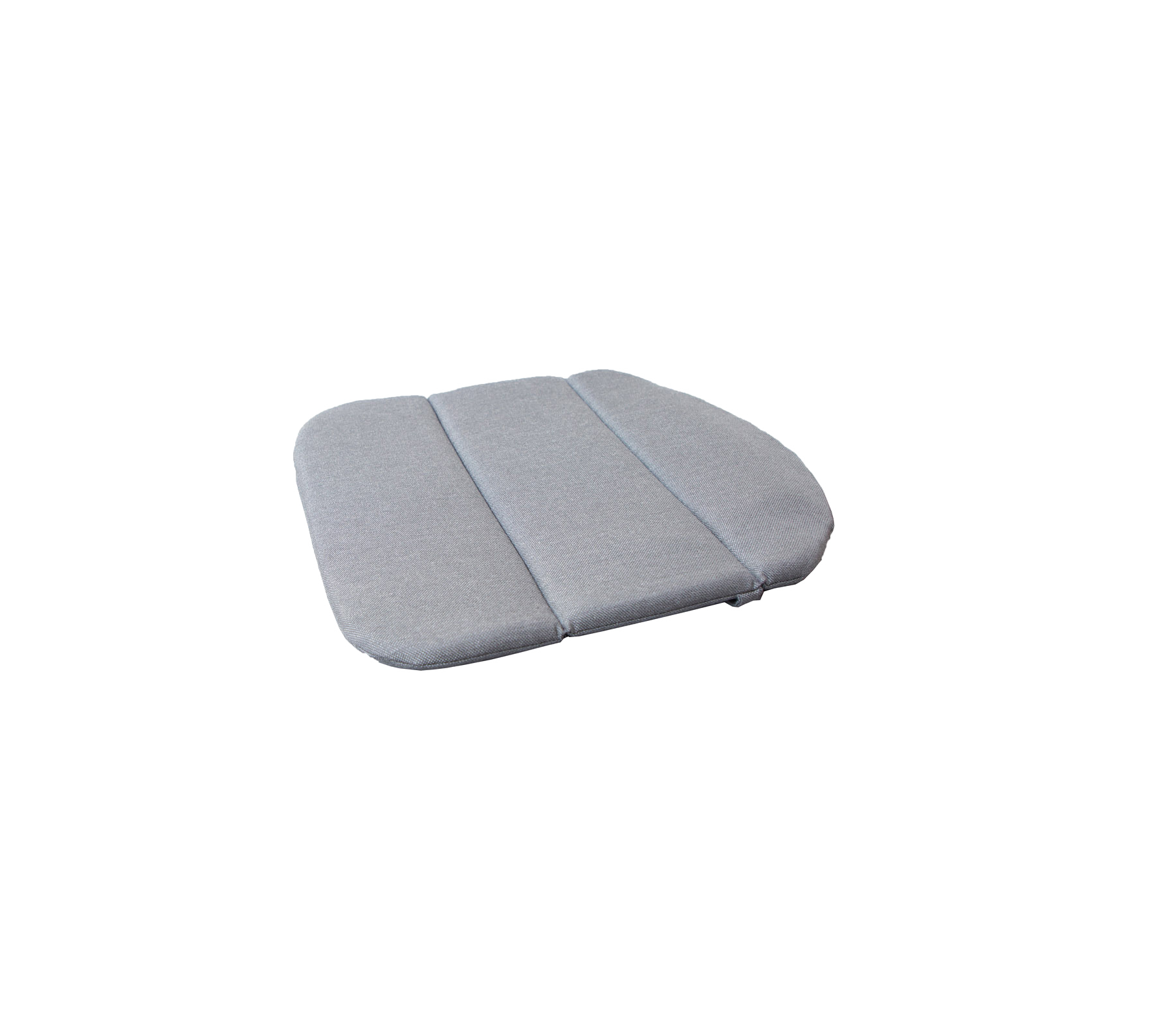 Cojín de asiento gris con tres secciones distintas para mayor comodidad y soporte. Ideal para mejorar la experiencia de asiento.