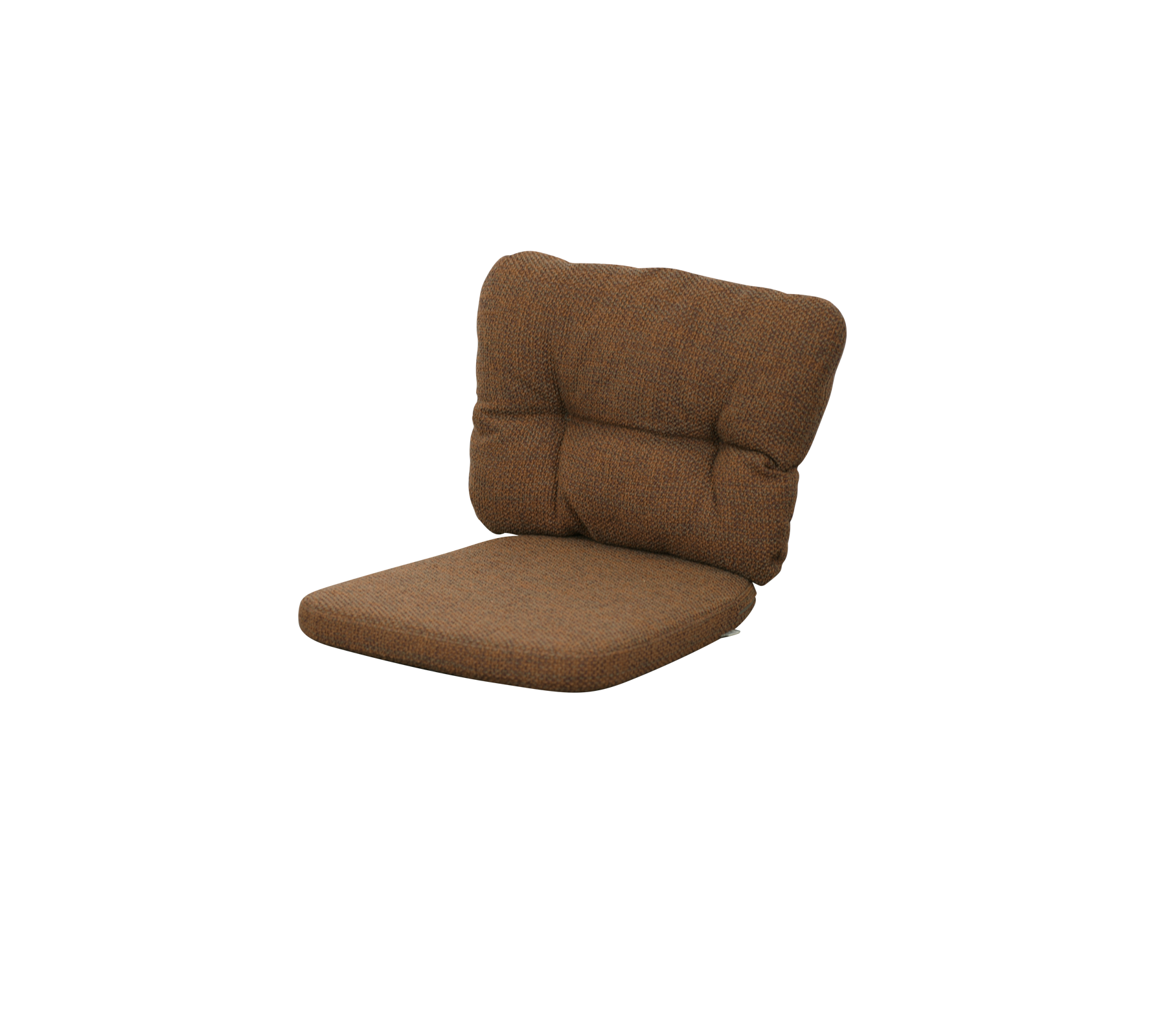 Asiento de cojín marrón cómodo con un respaldo de felpa, diseñado para la relajación y el apoyo. Ideal para arreglos informales de asientos.
