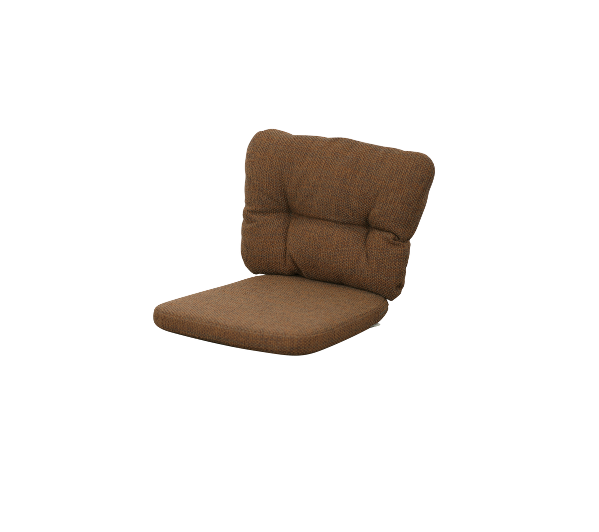 Asiento de cojín marrón cómodo con un respaldo de felpa, diseñado para la relajación y el apoyo. Ideal para arreglos informales de asientos.