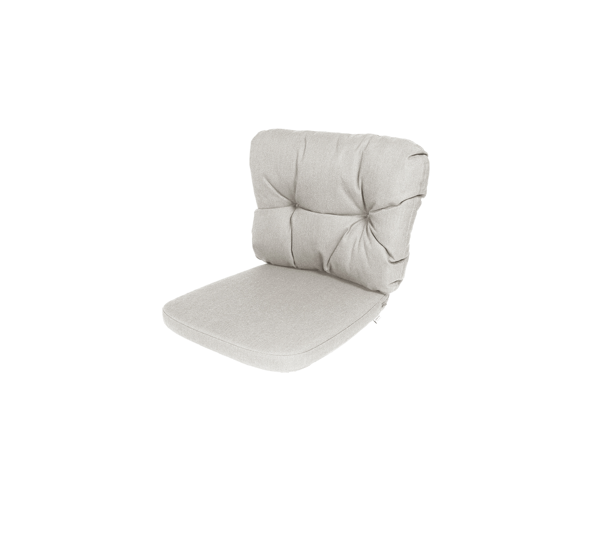 Cojín cómodo de color claro con diseño acolchado, adecuado para sentarse, proporcionando soporte y estilo. Ideal para varios arreglos de asientos.