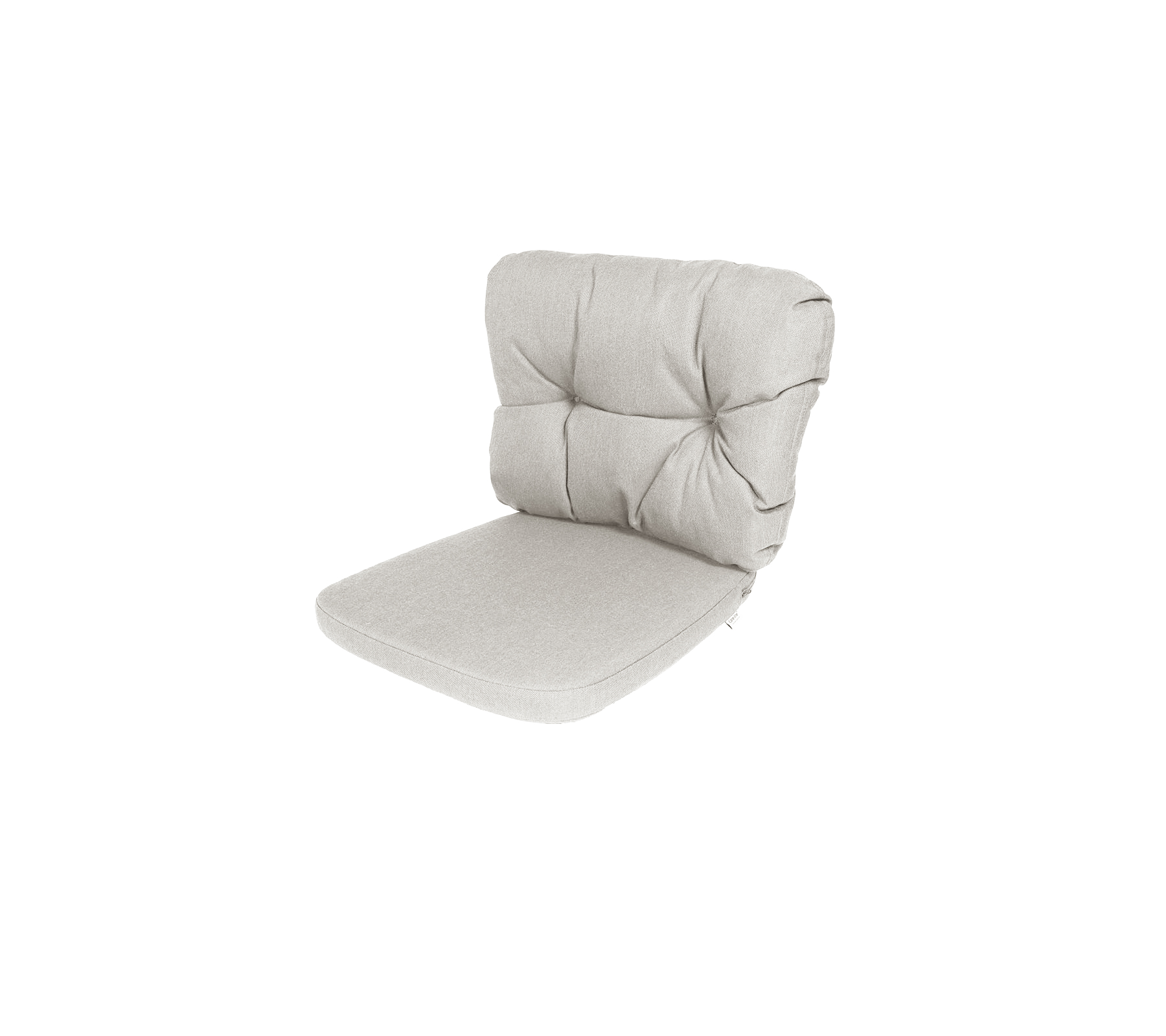 Cojín cómodo de color claro con diseño acolchado, adecuado para sentarse, proporcionando soporte y estilo. Ideal para varios arreglos de asientos.