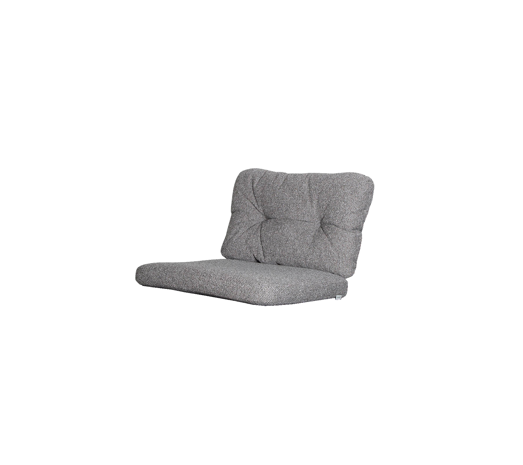 Sillón tapizado en gris con respaldo acolchado y un diseño de bajo perfil, ideal para sentarse de manera informal y relajarse.