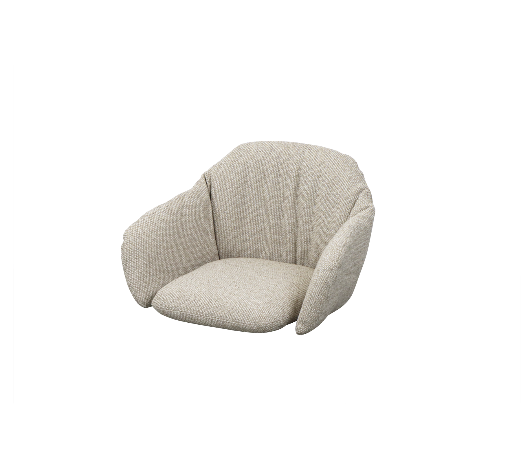Una sillón moderno y acogedor con un tejido suave y texturizado y un diseño curvo elegante, perfecto para sentarse de manera relajada.