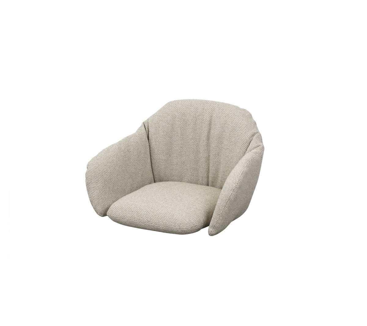 Una sillón moderno y acogedor con un tejido suave y texturizado y un diseño curvo elegante, perfecto para sentarse de manera relajada.