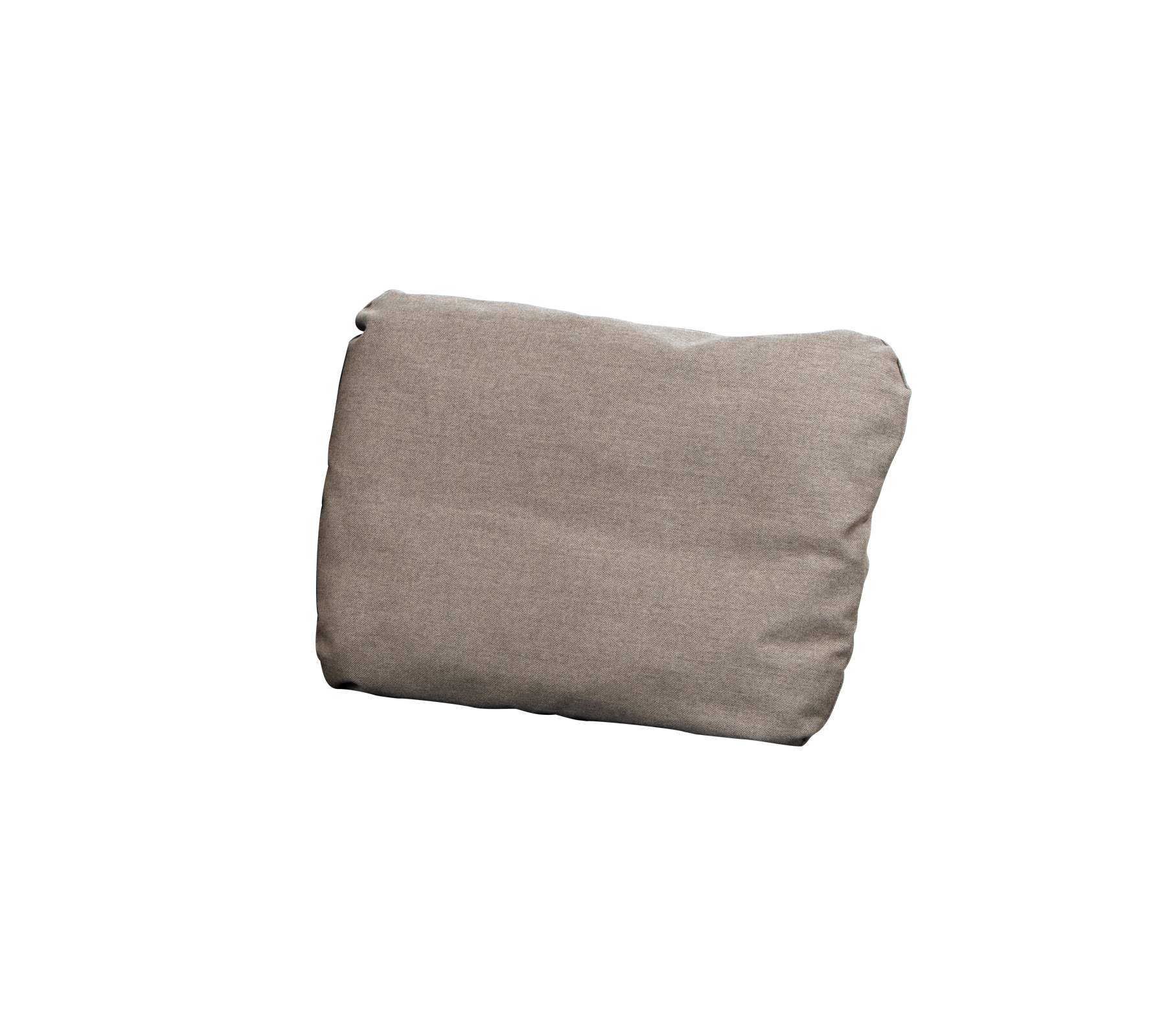 Cojín marrón claro con una textura de tela suave, ligeramente relleno, diseñado para comodidad y estilo en los arreglos de asiento.